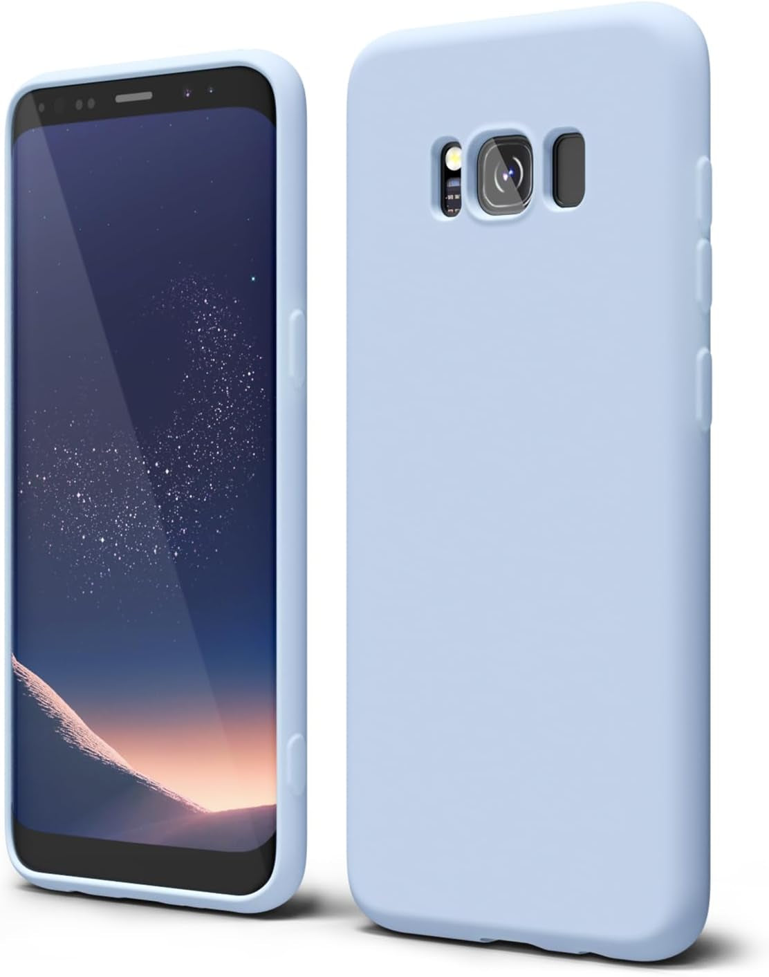 Oakxco for Samsung Galaxy S9 plus Phone Case Liquid Silicone Grip, Cute Thin Slim Soft Rubber TPU Plain Smooth Gel Cover for Women Girl, Matte Solid Protective & Shockproof, Aqua Sky Baby Light Blue  Oakxco   