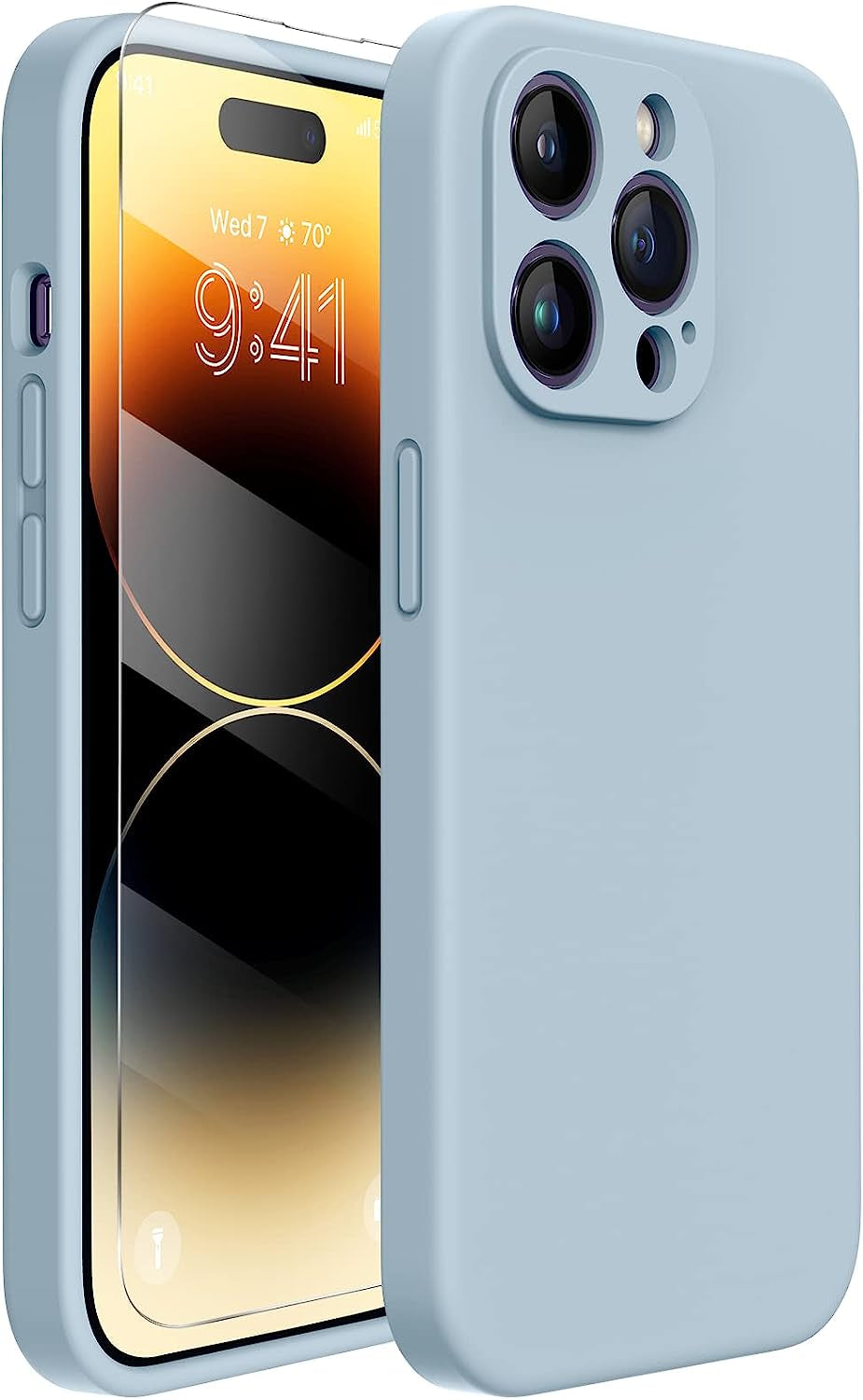 Miracase Designed for Iphone 14 Pro Case with Screen Protector, [Upgraded Camera Protection], Shockproof Liquid Silicone Rubber Phone Case Cover for 14 Pro 6.1 Inch (Alpine Green)  Miracase Succulent  