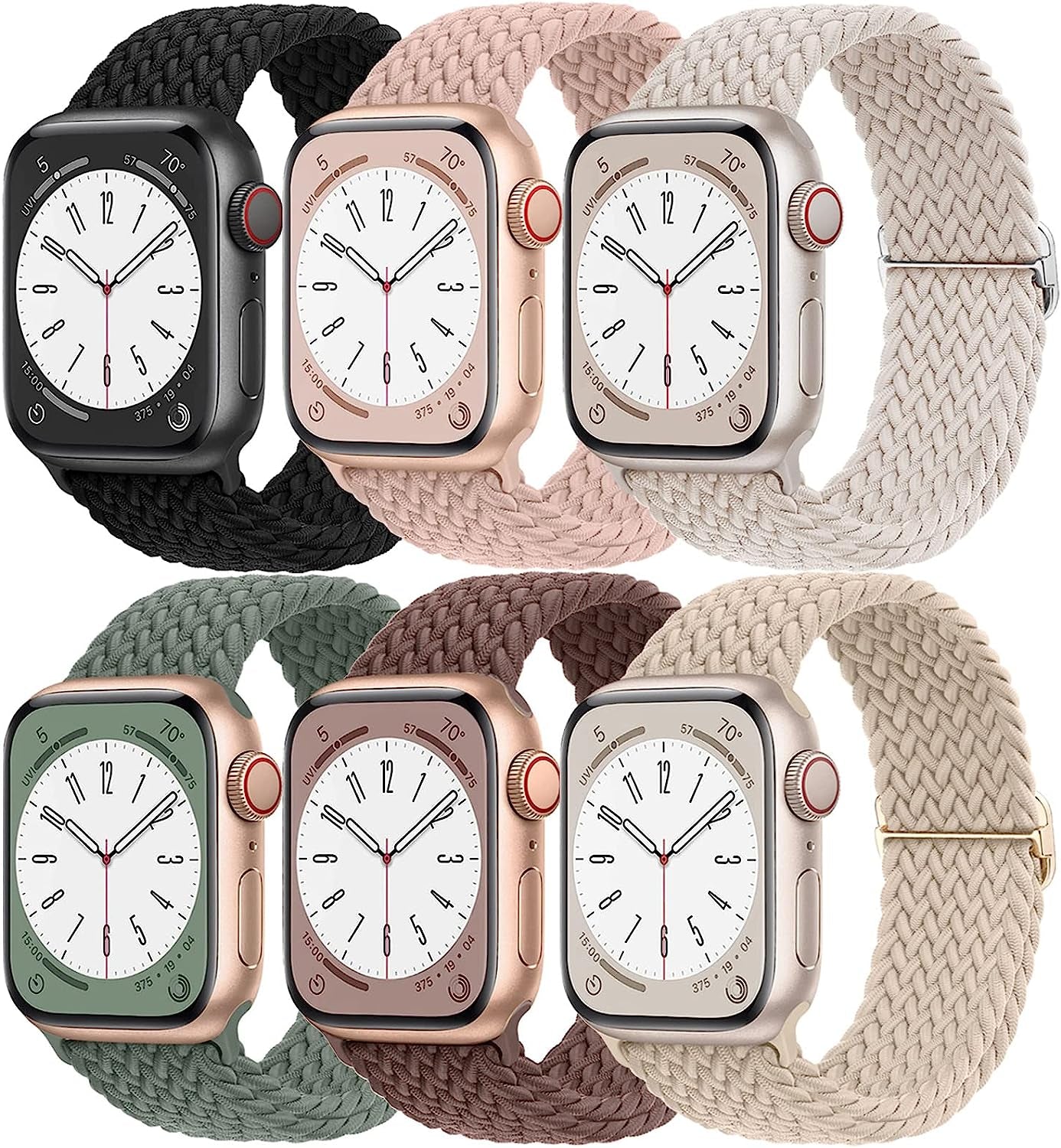 Braided Solo Loop for Apple Watch Band 40Mm 41Mm 38Mm 44Mm 45Mm 42Mm Ultra 49Mm Men/Women,Solace Stretchy Nylon Sport Wristband Strap for Iwatch Bands Series 8/7/6 5/4/3/2/1/SE 44 45 41 40 Mm  DMVEIMAL 01-Black/Cactus/Violet/Pink/Nude/Starlight 38mm 40mm 41mm 