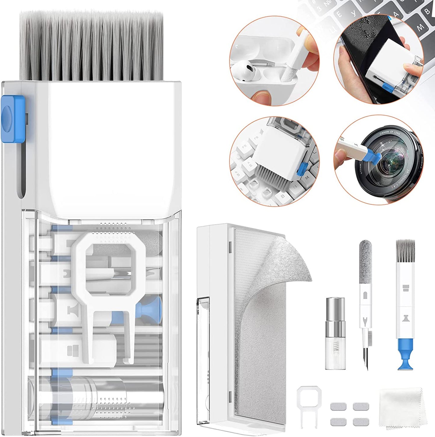 10-In-1 Keyboard Cleaner, Laptop Cleaning Kit Lens Pen for DSLR Cameras, 3 in 1 Earbud Cleaner Pen, Computer Cleaning Kit, Polish Cleaning Cloth Brush for Screen/Electronic/Macbook/Phone/Ipad/Pc/  Grete Gotye Blue  