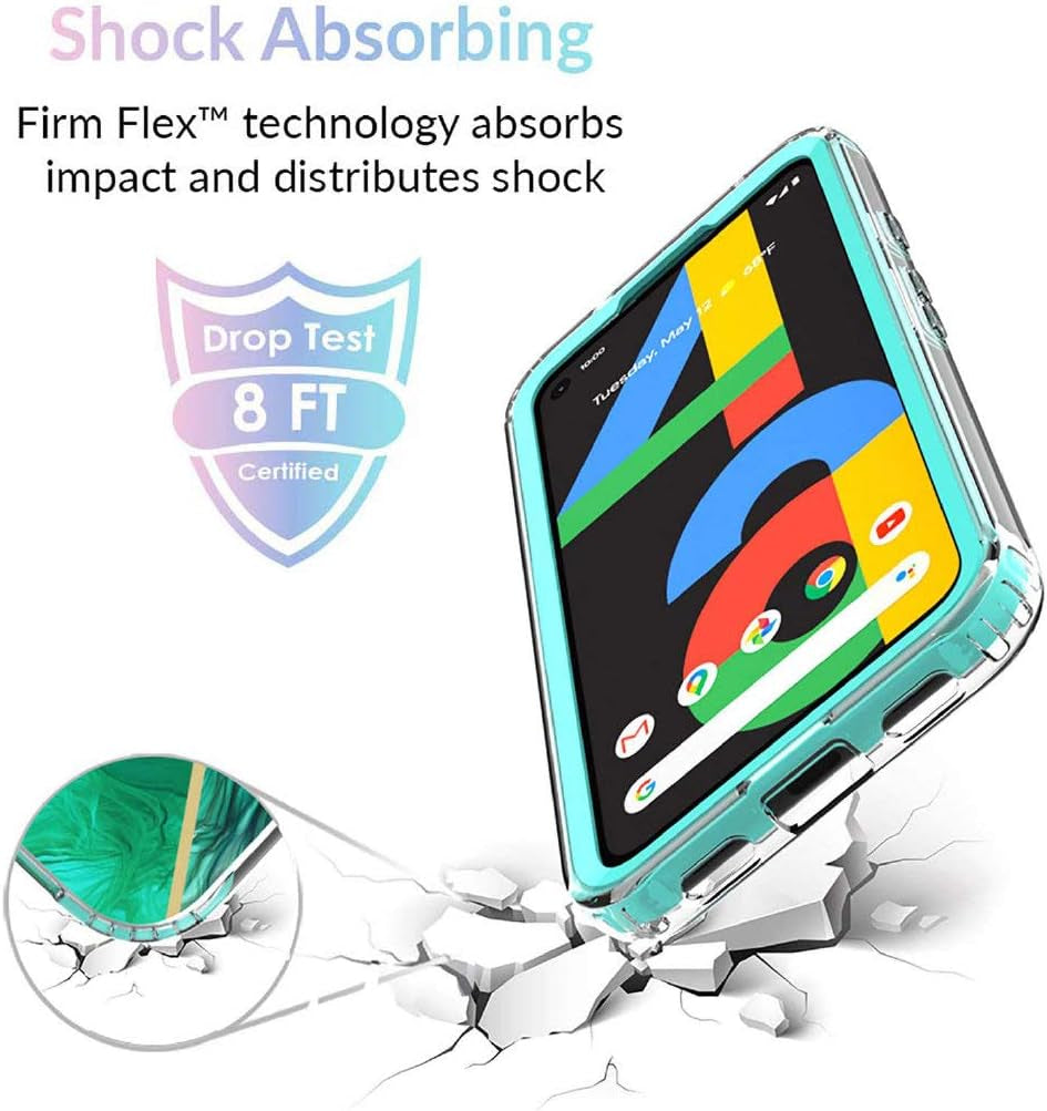 Jeylly Google Pixel 4A Case with Tempered Glass Screen Protector [2 Pack] [Not for 4A 5G], Hybrid Shockproof Slim Stylish Marble Design Protective Case for Google Pixel 4A 5.8 Inch (2020), Jade Green  Jeylly   