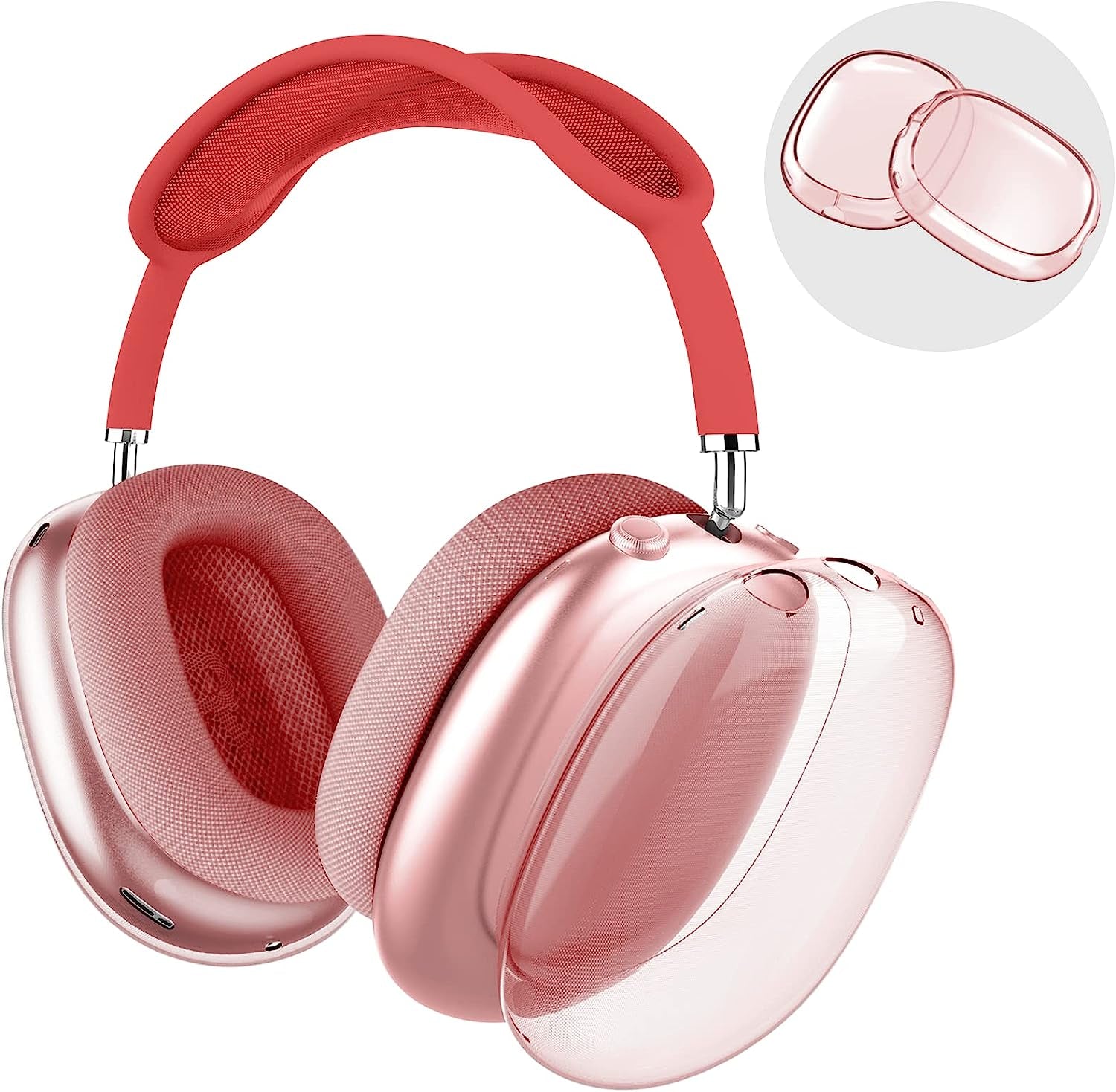 Foweroty Case Cover for Airpods Max, Soft TPU Clear Anti-Scratch Protective Cover for Airpod Max, Transparent Accessories Skin Protector for Airpods Max Headphones (Clear)  Foweroty Clear Pink  