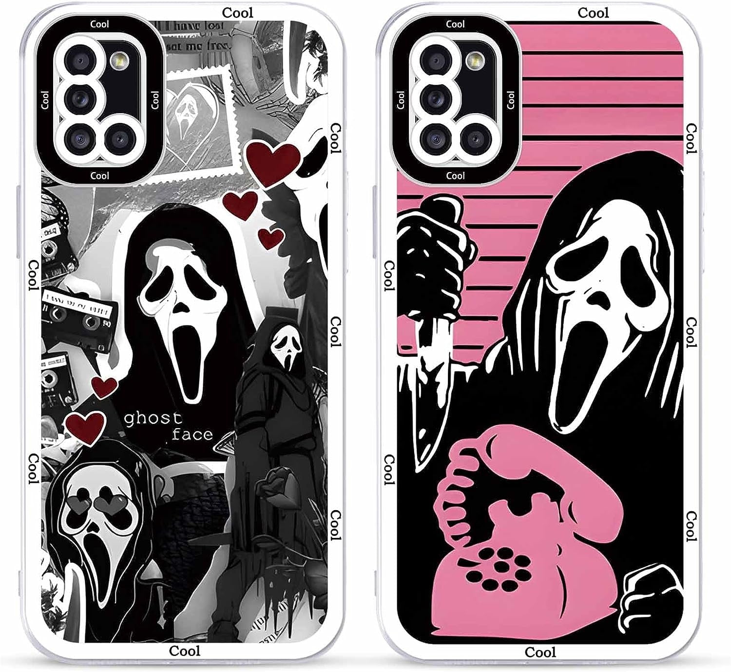 2 × Phone Case for Samsung Galaxy S20/S11E Case Clear 6.2",Scream Horror Movie Printed, Cute Skull Pattern Design Transparent Cases for Women Men Girls, Soft TPU Funda for Samsung S20/S11E,Ghost Face  DZY US Samsung Galaxy A31 (4G)  