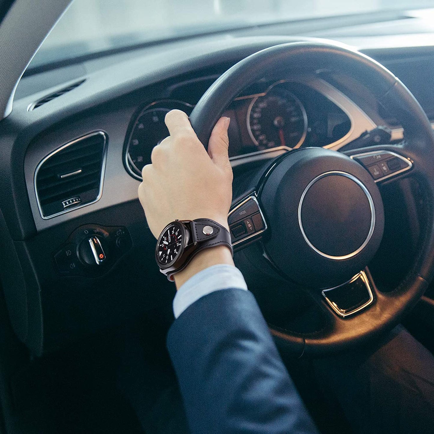 KONAFEI Compatible with Samsung Galaxy Watch 3 45Mm/Gear S3 Frontier/Classic/Galaxy Watch 46Mm Band, 22Mm Genuine Leather Vintage Cuff Bracelets for Men Women  KONAFEI   