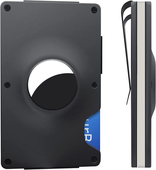 Hawanik Minimalist Wallet for Airtag, Slim Front Pocket Credit Card Holder RFID Blocking Metal Wallets for Men with Money Clip  Hawanik   