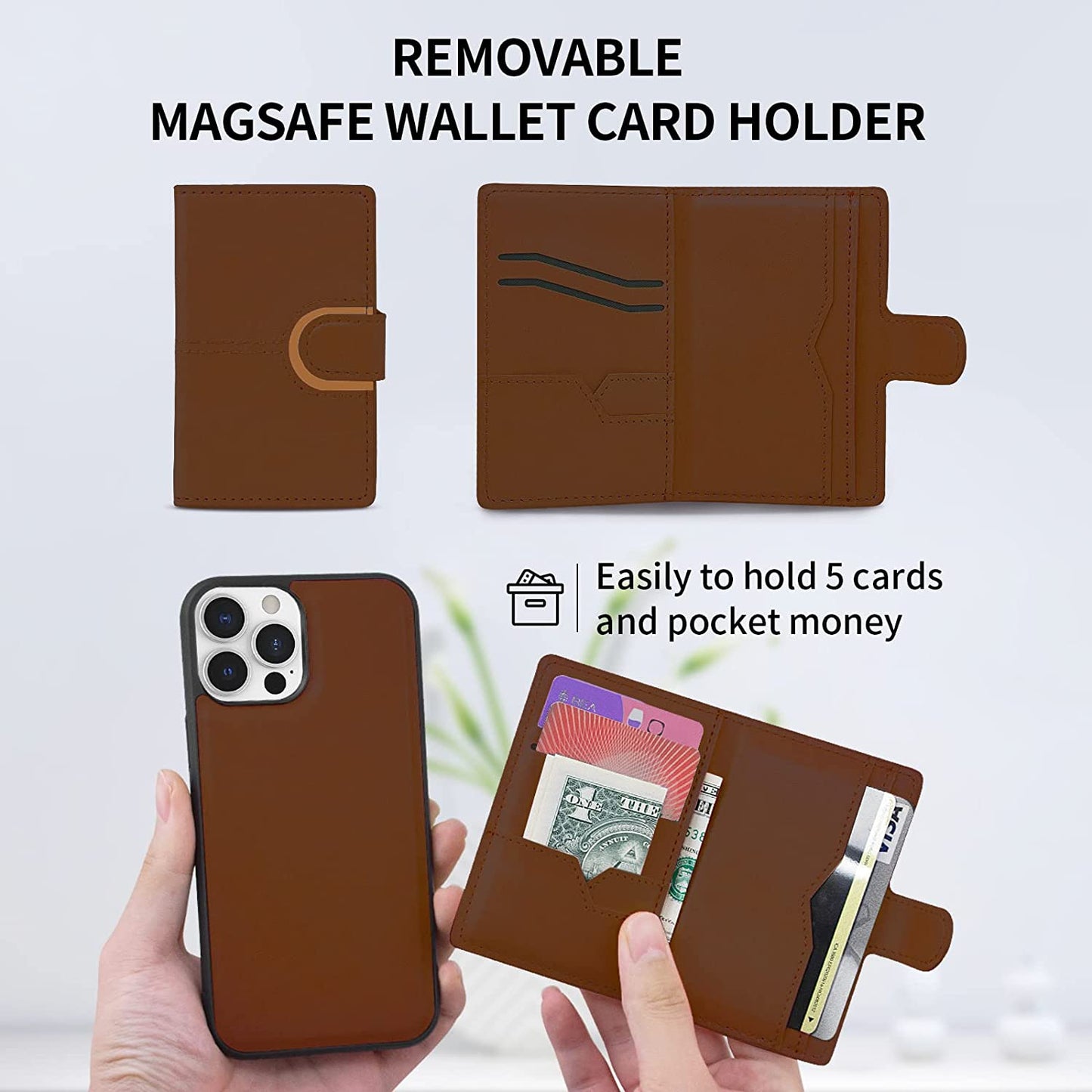 SONVICTY LIFE [2 in 1] Magnetic Wallet Case for Iphone 13 Pro Max, 6.7" TPU Leather Magsafe Case with Removable Wallet Card Holder, Compatible with Magsafe Accessories & Charging,Brown  SONVICTY LIFE   