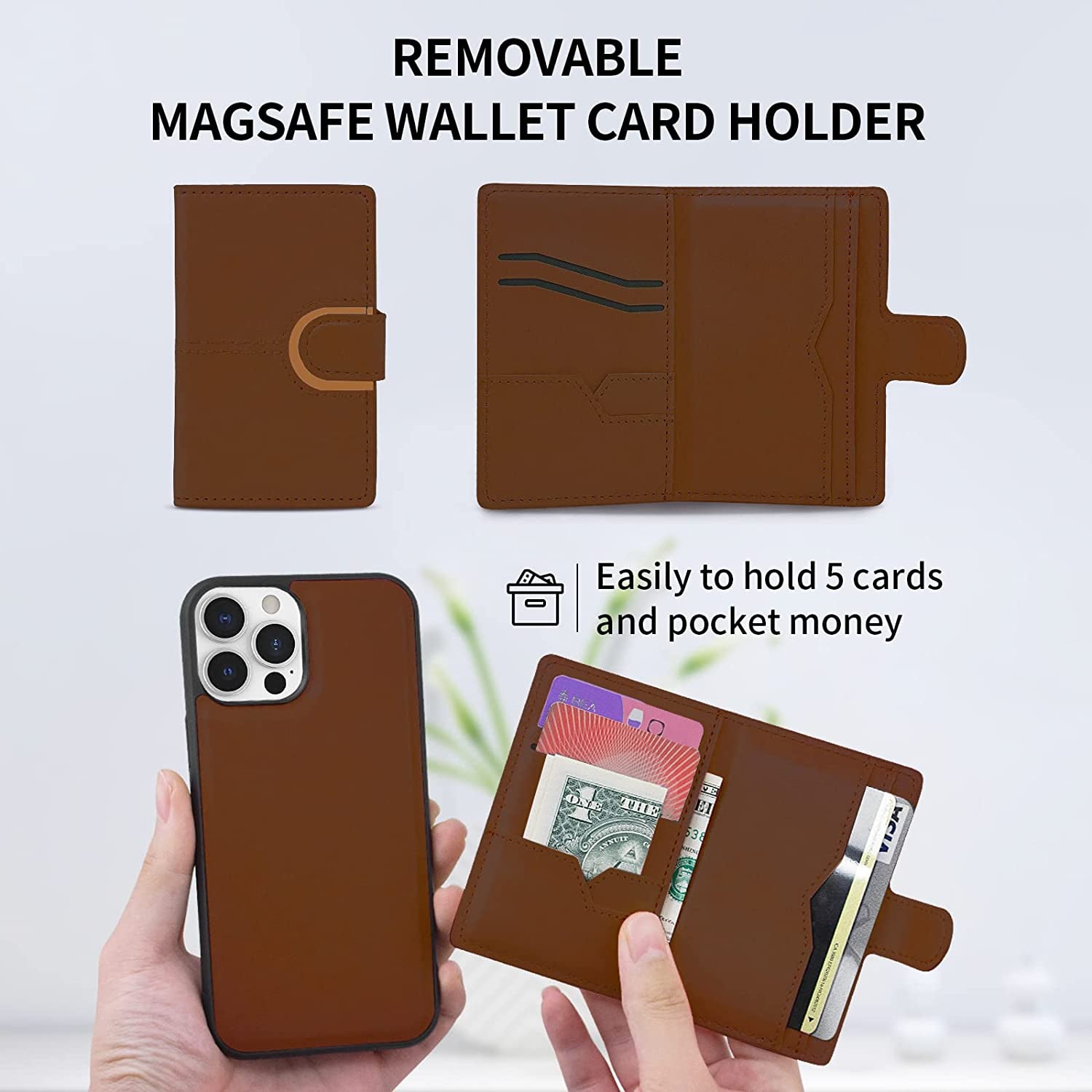 SONVICTY LIFE [2 in 1] Magnetic Wallet Case for Iphone 13 Pro Max, 6.7" TPU Leather Magsafe Case with Removable Wallet Card Holder, Compatible with Magsafe Accessories & Charging,Brown  SONVICTY LIFE   