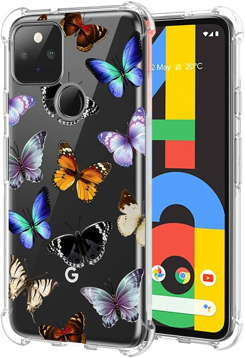 Yerebel Case for Google Pixel 4A (Not Fit Pixel 4A 5G) G025J, GA02099 Cute Case, Clear Flexible Bumper TPU Soft Rubber Silicone Cover Phone Case for Google Pixel 4A (Roseflower)  Yerebel Butterfly  