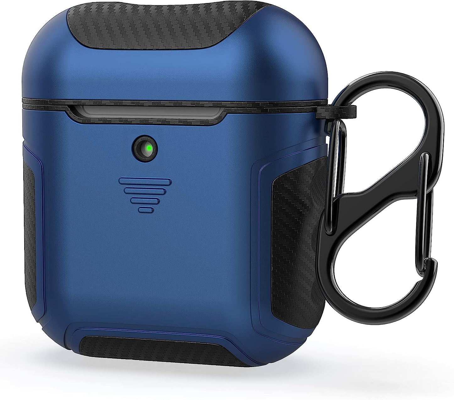 Designed for Airpods Cover Case,Oretech Designed for Airpods 1&Airpods 2 Cover Heavy Duty Hybrid 2 in 1 Protective Hard PC Soft TPU Carbon Fiber Case with Carabiner for Airpods 1&2 Cover- Aqua Blue  ORETECH for Airpods 1/Airpods 2-Blue  