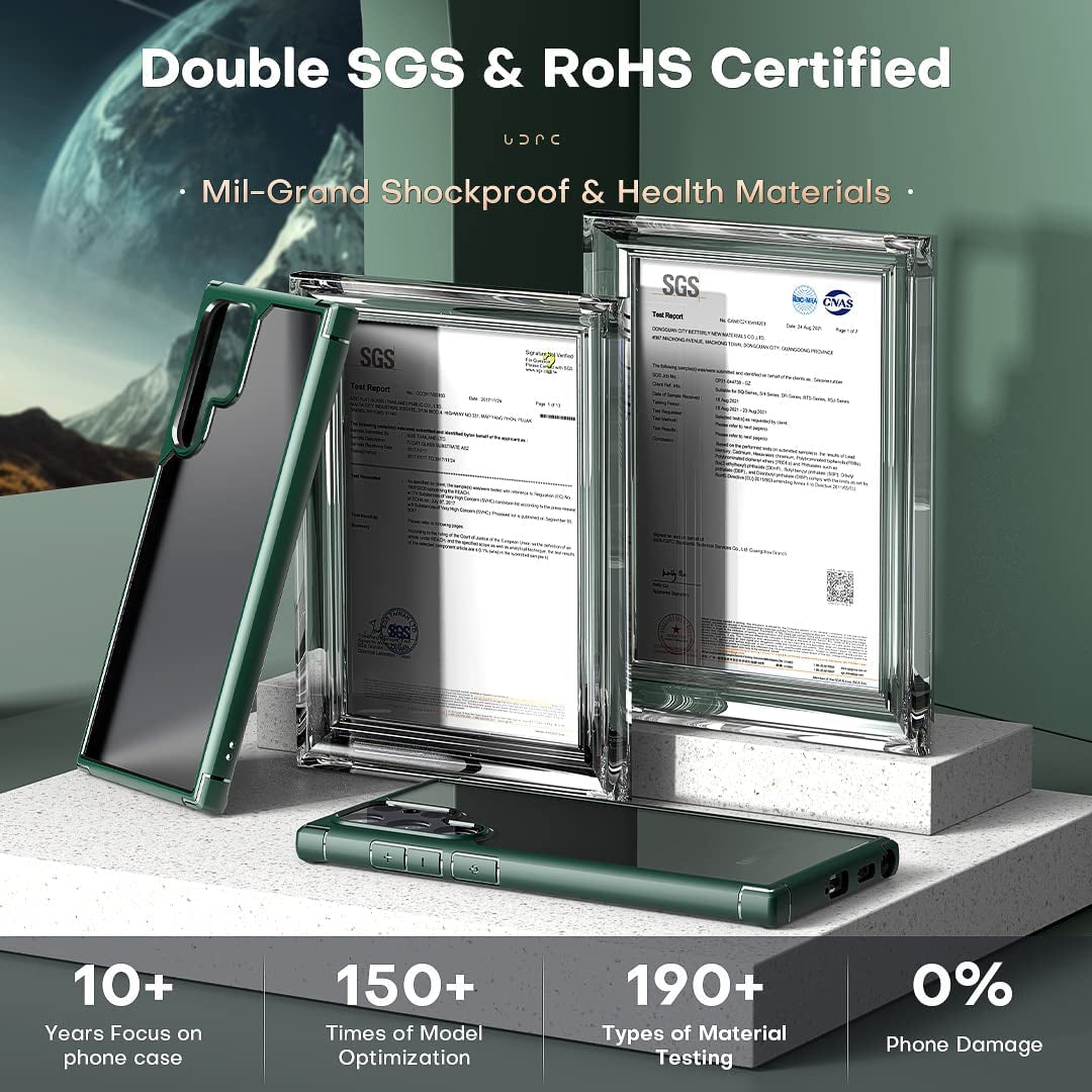 TOCOL for Samsung Galaxy S22 Ultra Case, Translucent Matte Hard Back [Military Grade Shockproof] [Anti-Scratch & Anti-Fingerprint] Slim Fit Protective Cover for Galaxy S22 Ultra Case 6.8'', Green  TOCOL   