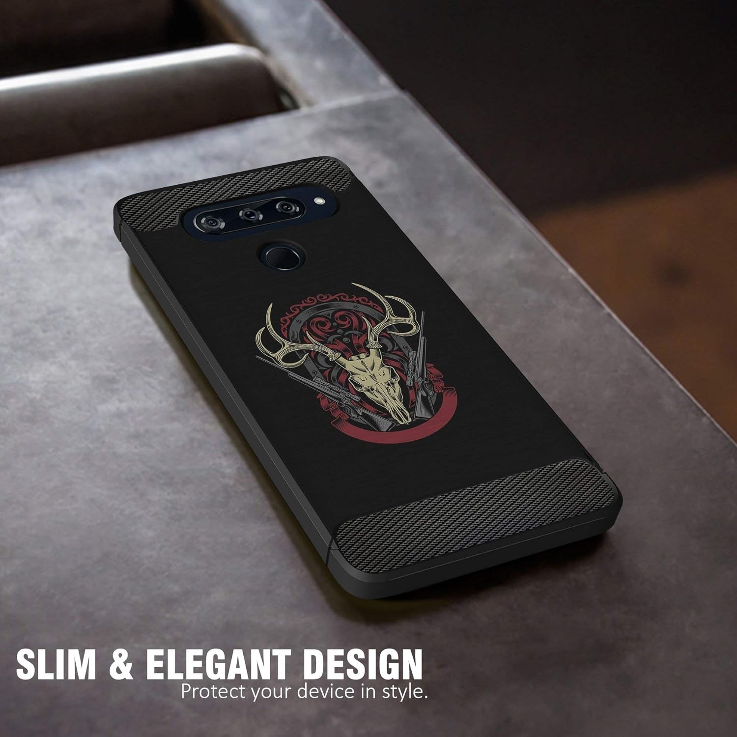 Casesondeck Case Compatible with LG G8 Thinq/Lg G8 -Flexible and Durable Shock Absorption with Carbon Fiber Accents and Designs (Deer Skull)  CasesonDeck   