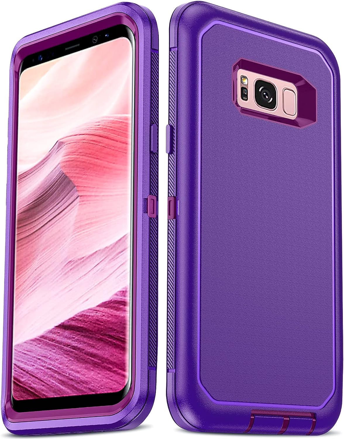 Leyi for Samsung Galaxy S8 plus Case, Upgrade 3-In-1 Full Body Shockproof Rubber Outer Cover Heavy Duty Tough Rugged Dustproof Defender Protection Case for Samsung Galaxy S8 Plus, Teal  LeYi Rose Red/Purple  