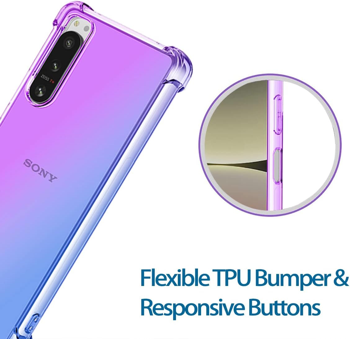 KOARWVC Case for Xperia 5 IV Case, Sony 5 IV XQCQ62B-GC Case, Crystal Clear Case Gradient Slim anti Scratch TPU Shockproof Protective Phone Cases Cover for Sony Xperia 5 IV (Purple/Blue)  KOARWVC   