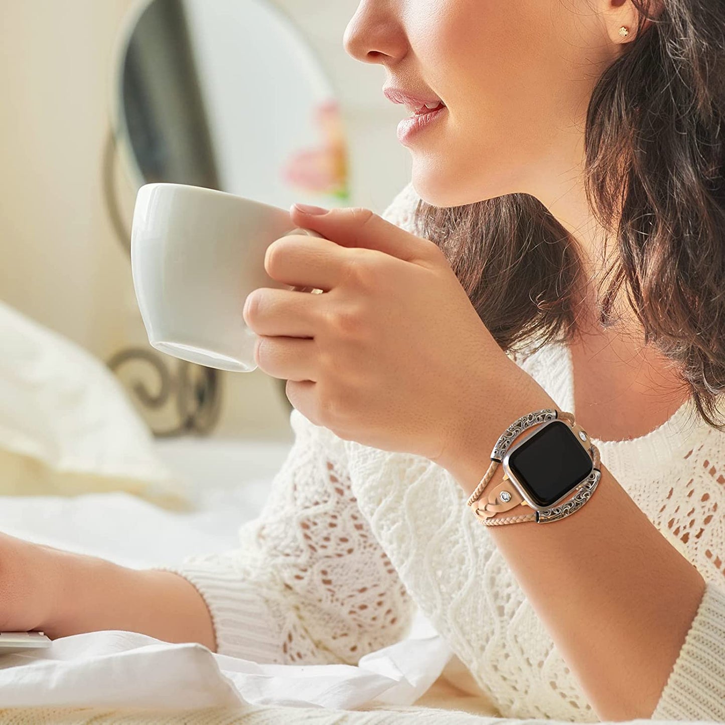 Boho Bracelets Weaving Leather Bands Compatible with Apple Watch 38Mm 40Mm 41Mm 42Mm 44Mm 45Mm 49Mm for Women, Posh Leather Bracelets Jewelry Multilayer Wrap Strap for Iwatch Series Ultra SE 8 7 6 5 4 3 2 1  CTYBB   