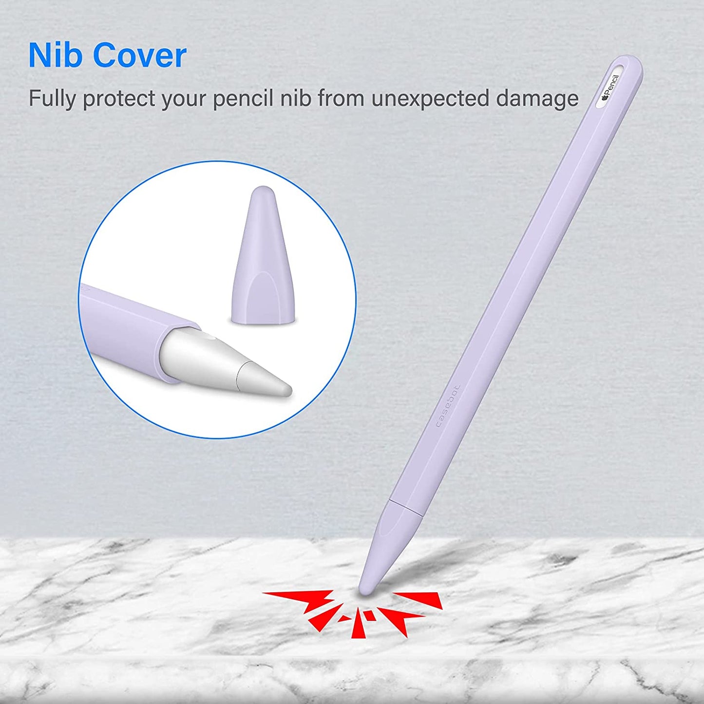 Fintie Silicone Sleeve for Apple Pencil 2Nd Generation, Light Pen Skin Case Cover Soft Protective Pencil Grip Holder with 2 Nib Covers Accessories, Lilac Purple  FINTIE   