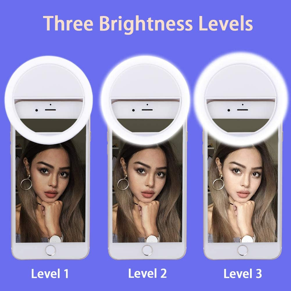 Selfie Light for Iphone & Android，Lvyouif Portable Clip on Ring Selfie Light Flash with 36 Rechargeable LED for Phone Laptop Ipad Photography Camera Video Girls Makeup(White)  LVYOUIF   