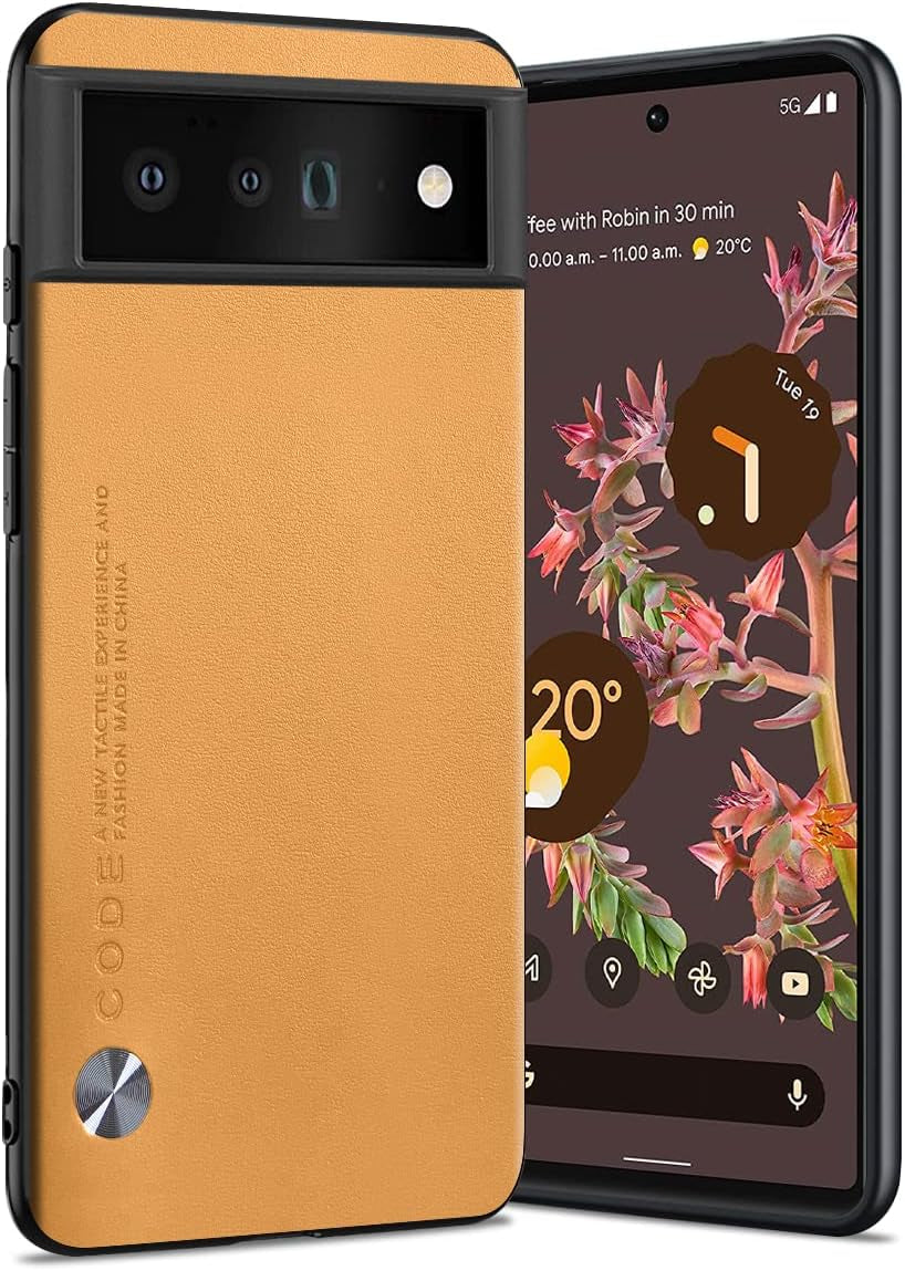 Puxssul for Google Pixel 6 Case 5G (2021), Soft TPU Artificial Leather Case,Extremely Light Ultra-Light Camera Protection Leather Cover Case for Google Pixel 6 5G (Yellow)  Puxssul   