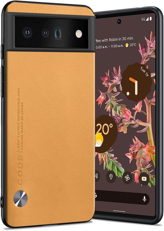 Puxssul for Google Pixel 6 Case 5G (2021), Soft TPU Artificial Leather Case,Extremely Light Ultra-Light Camera Protection Leather Cover Case for Google Pixel 6 5G (Yellow)  Puxssul   