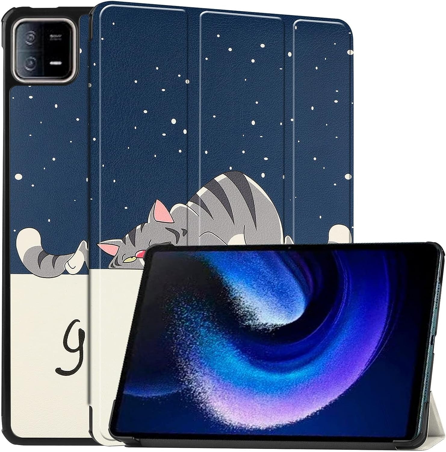 Dwaybox Case for Xiaomi Pad 6/Xiaomi Pad 6 Pro 2023 11.0 Inch, Folio Slim Lightweight Hard Shell Smart Protective Cover with Multi-Angle Stand -Dark Blue  DWaybox Cat Xiaomi Pad 6 11.0 Inch 