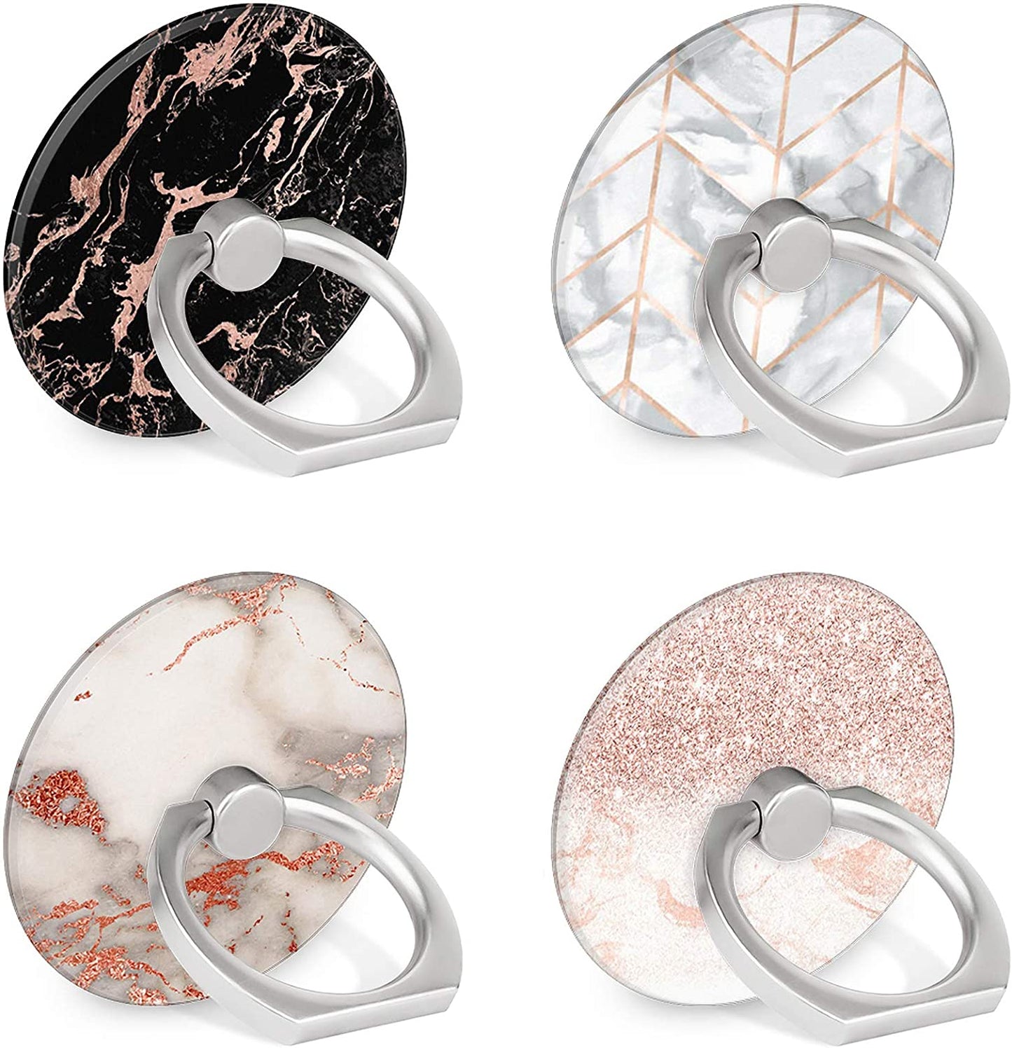 4-Pack Phone Ring Holder 360 Rotation Finger Stand Grip Kickstand for Smartphones and Tablets (Pink Marble)  Houmee   