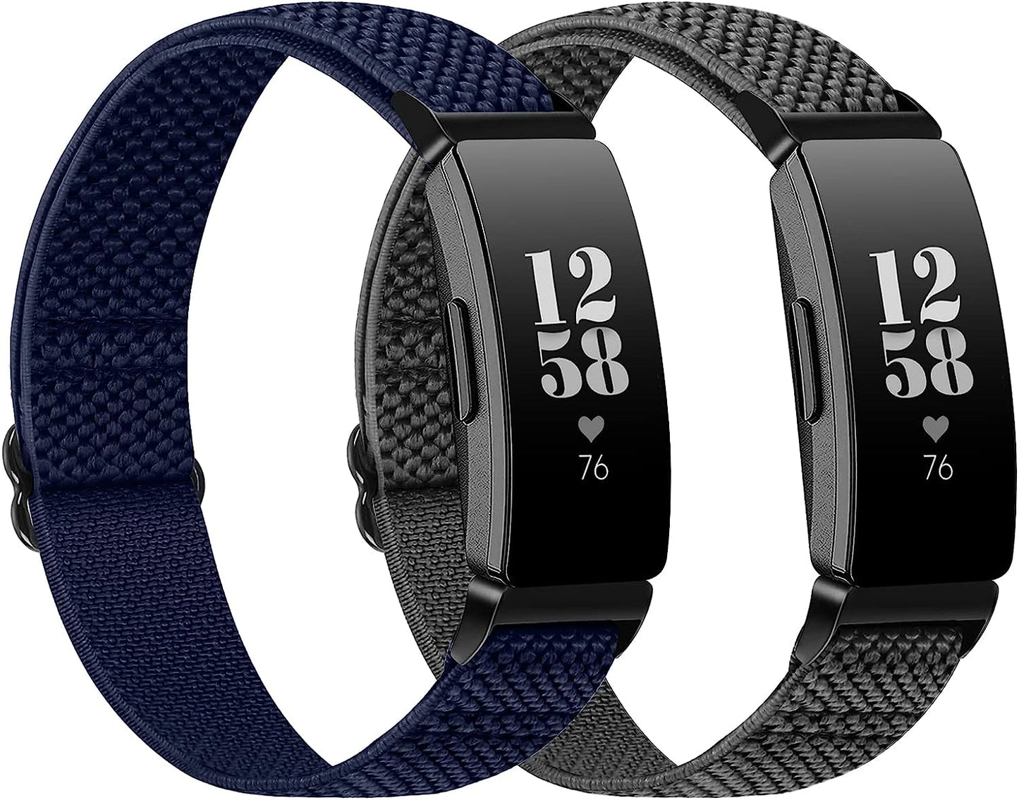 XFYELE Elastic Nylon Band Compatible with Fitbit Inspire 2/ Inspire/Inspire Hr/Inspire Ace 2/ Inspire Ace 3，Adjustable Stretch Breathable Nylon Sport Loop Replacement Strap for Women Men  XFYELE Indigo-Gray  