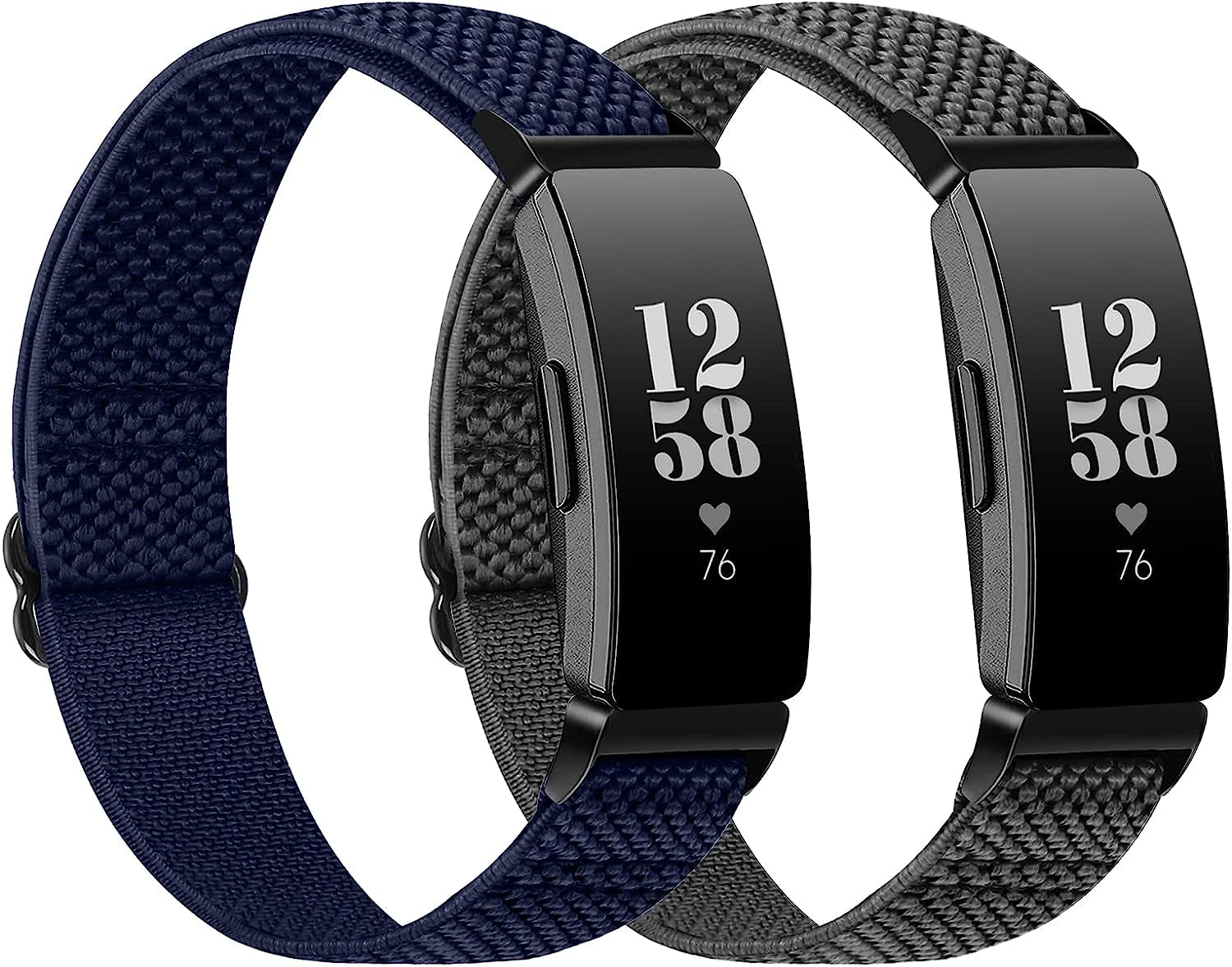 XFYELE Elastic Nylon Band Compatible with Fitbit Inspire 2/ Inspire/Inspire Hr/Inspire Ace 2/ Inspire Ace 3，Adjustable Stretch Breathable Nylon Sport Loop Replacement Strap for Women Men  XFYELE Indigo-Gray  