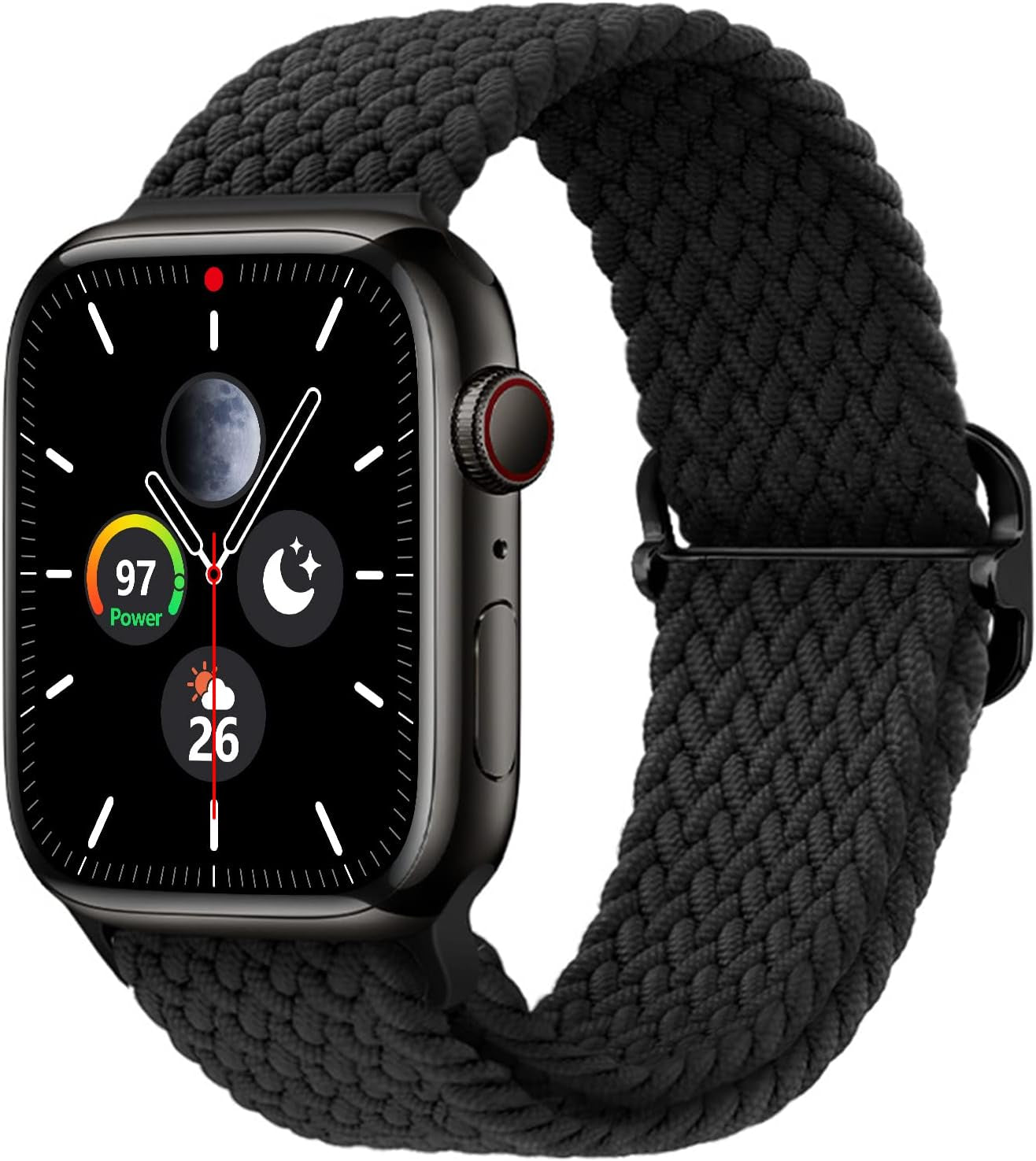 Stretchy Braided Solo Loop Compatible with Apple Watch Bands 38Mm 40Mm 41Mm 42Mm 44Mm 45Mm for Women Men Adjustable Straps Elastic Sport Wristbands for Iwatch Series 8 7 6 SE 5 4 3 2 1 Ultra  MBNIBNVT Black 38/40/41MM 