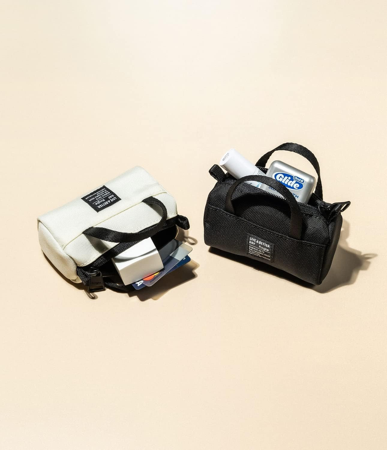 Ringke Mini Pouch Sports Bag Compatible with Airpods Pro Case and Airpods 3Rd, 2Nd, 1St Generation Case, Galaxy Buds Pouch, Universal Wireless Ear Buds Cover with Keychain for Women, Men - Black  Rearth   