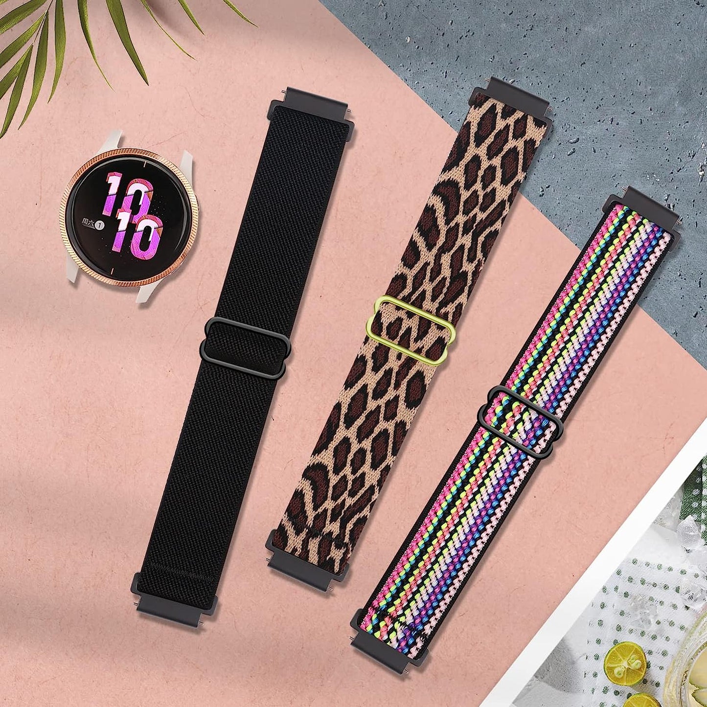 3 Pack Stretchy Nylon Watch Bands Compatible with Garmin Venu/Venu Sq, 20Mm Loop Elastic Straps for Garmin Vivoactive 3,Venu 2 Plus,Vivoactive 3 Music,Forerunner 645/55/245 Music for Women Men.  bolesi   