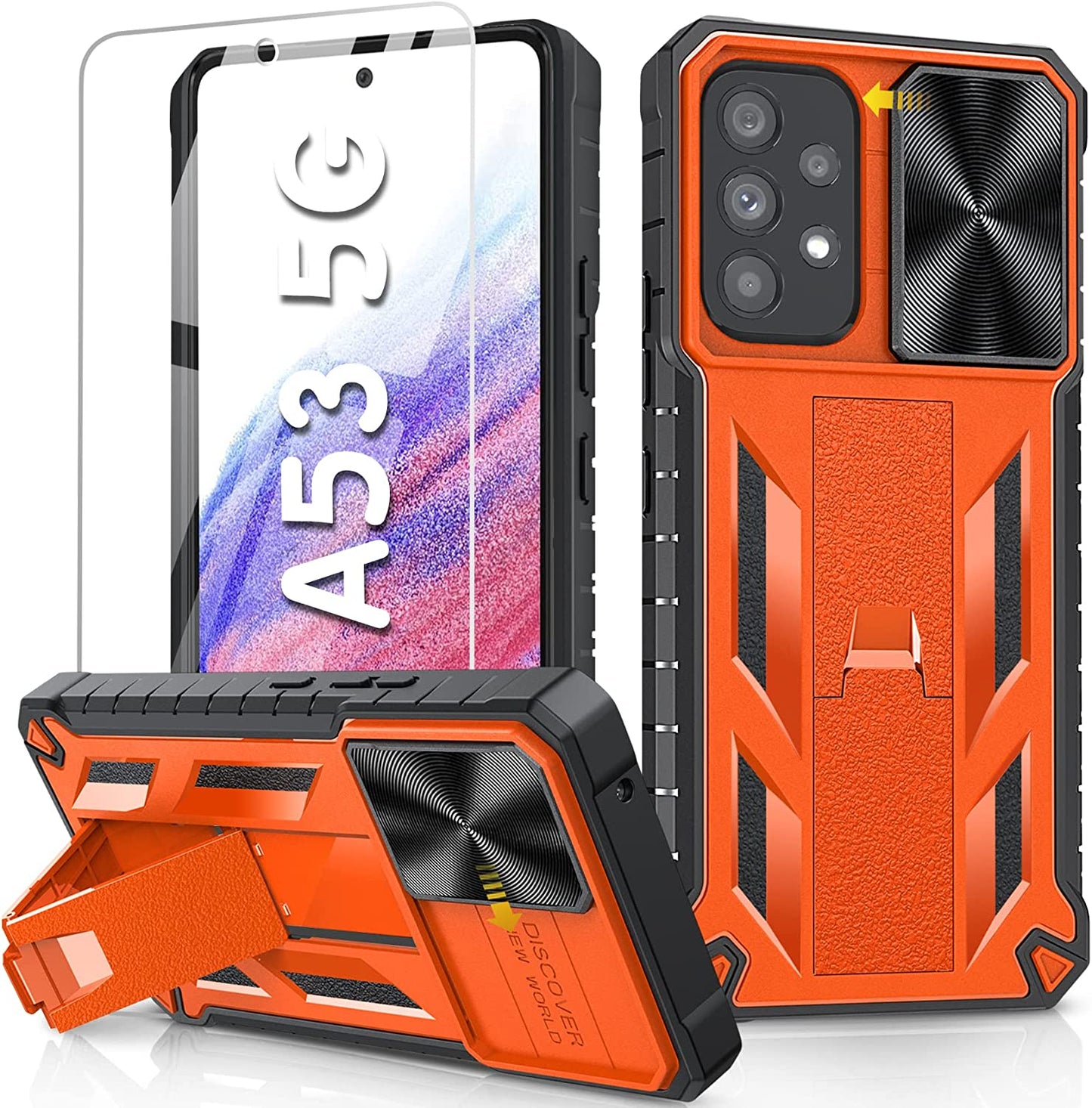 Soios for Samsung Galaxy A53 5G Case: Military Grade Drop Proof Protection Cover with Kickstand | Matte Textured Rugged Shockproof TPU | Protective Cell Phone Case for Galaxy A53 5G Phone  SOiOS Orange  