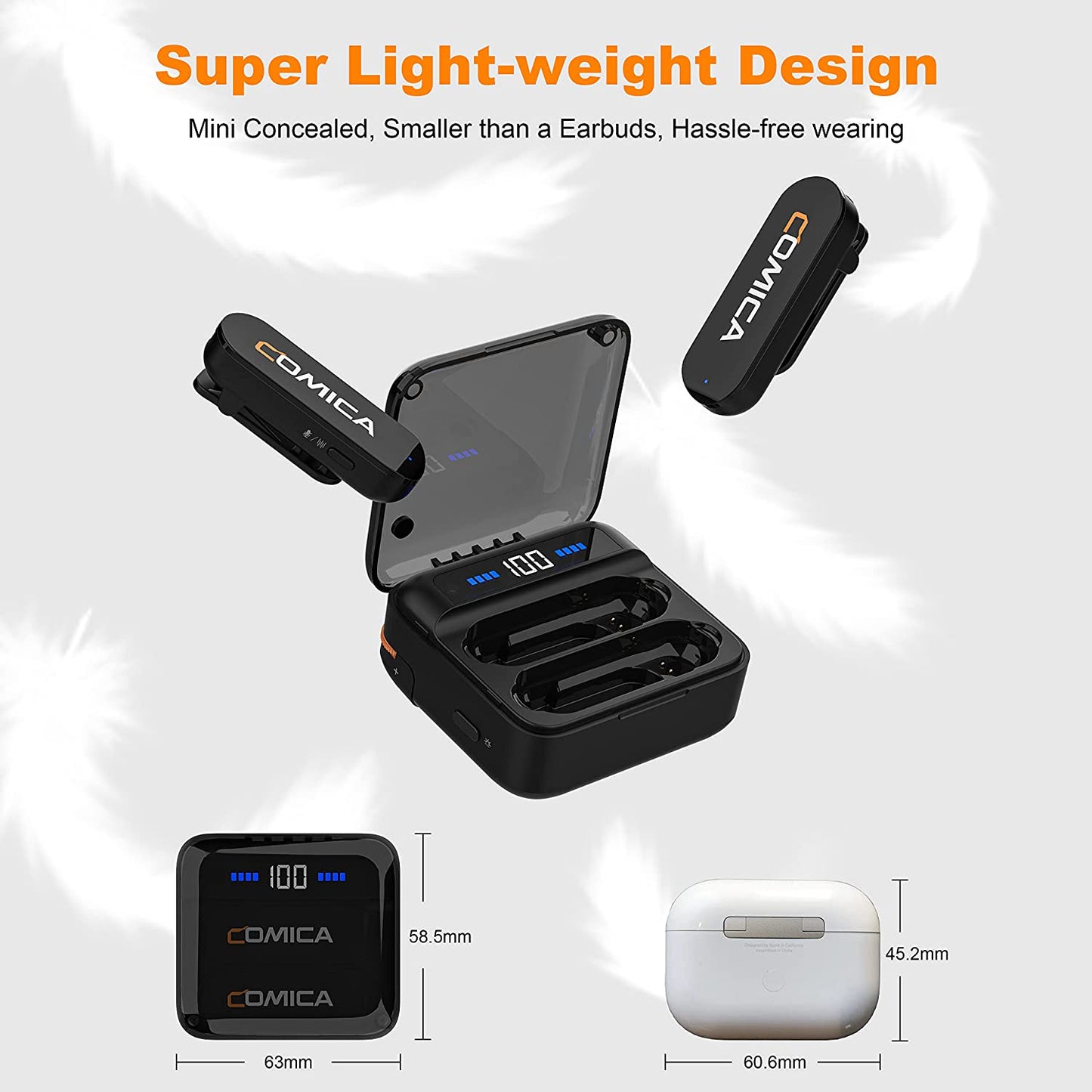 Comica Vimo S USB Wireless Microphone for Smartphone, Wireless Lavalier Microphone with Noise Reduction, 5HR Battery Life, Monitor, 656FT Range, Mic for PC Video Recording Vlog Live Streaming Youtube  comica   