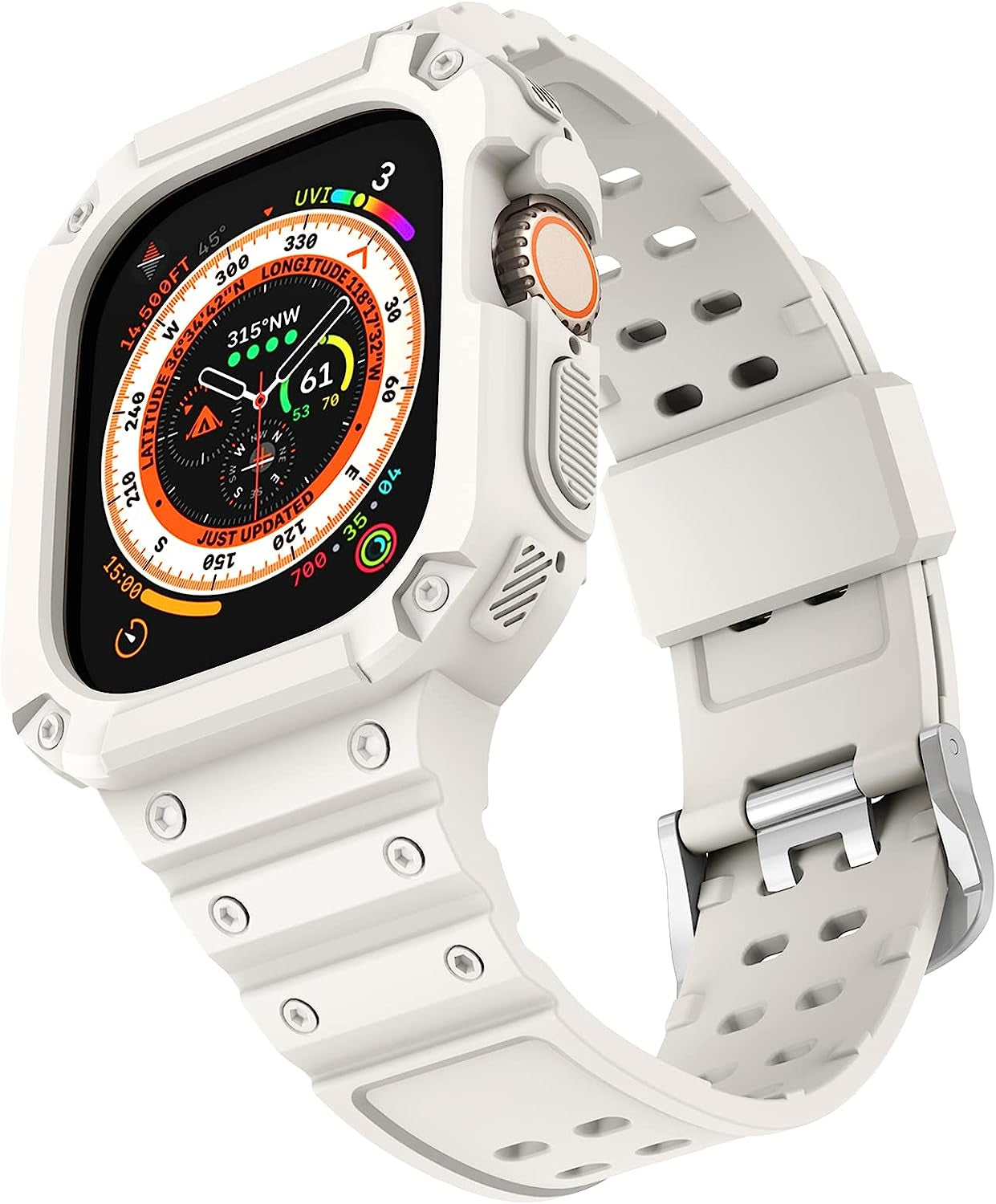 AIRYZGOOD Compatible for Apple Watch Band Ultra 49Mm with Bumper Case,Crystal Clear Soft Sport Wristband Shockproof Protector Case for Iwatch Ultra 49Mm  AIRYZGOOD Starlight 49mm 