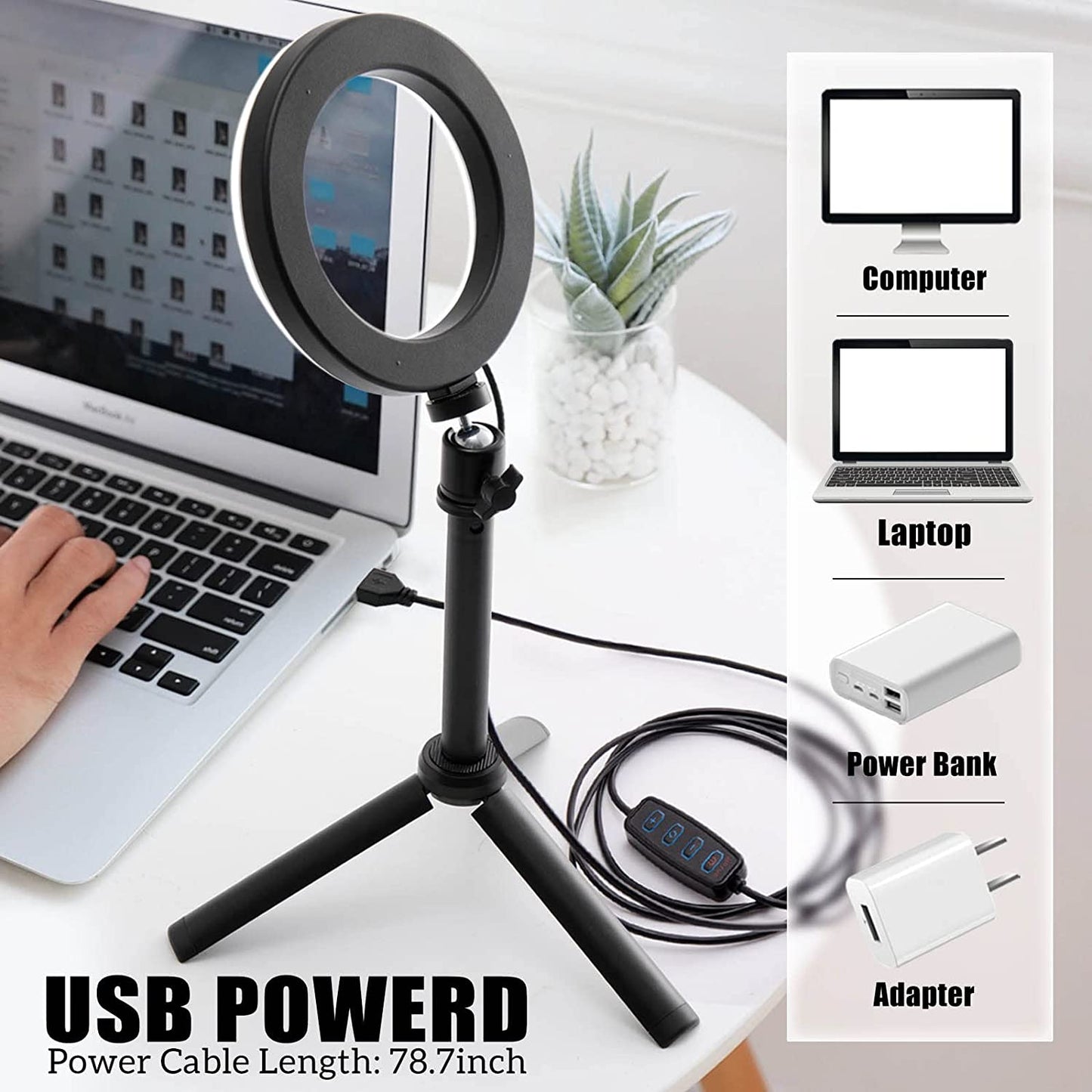 Jiozer,Selfie Ring Light for Zoom Meeting, Dimmable Desktop LED Circle Light with Tripod Stand, 6'' Lighting Kit Gifts for Live Streaming/Laptop Video Conference/Makeup/Youtube/Vlog/Video Recording  JIOZER   