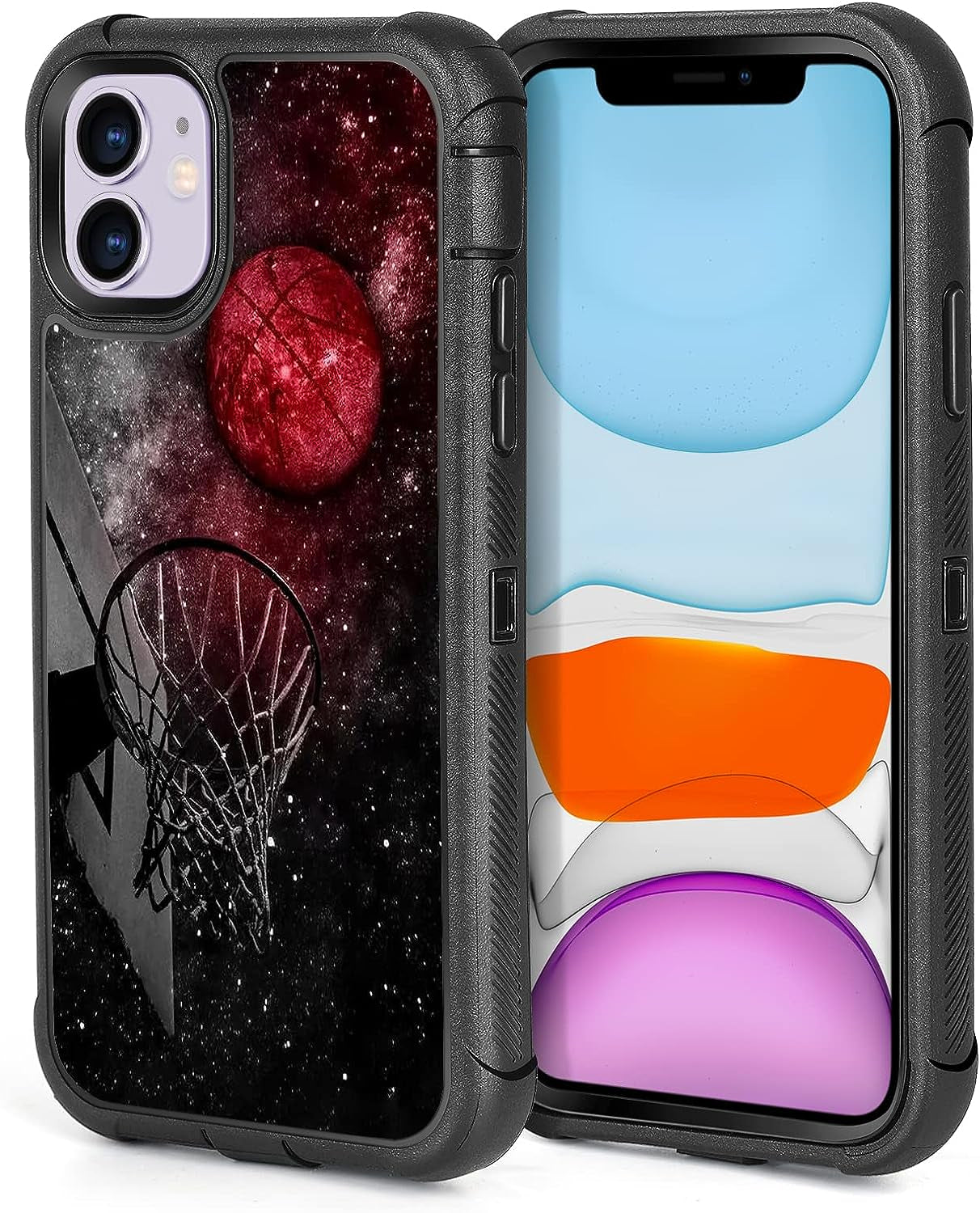 XWMHHP Compatible with Iphone 12 Case Iphone 12 Pro Case Dont Tread on Me American Flag Design for Men, 3-Layer Rugged Shockproof Hard Plastic Bumper +Soft Silicone Rubber Heavy Duty Protection Cover  XWMHHP Starry Sky Basketball Iphone 12/12 Pro 