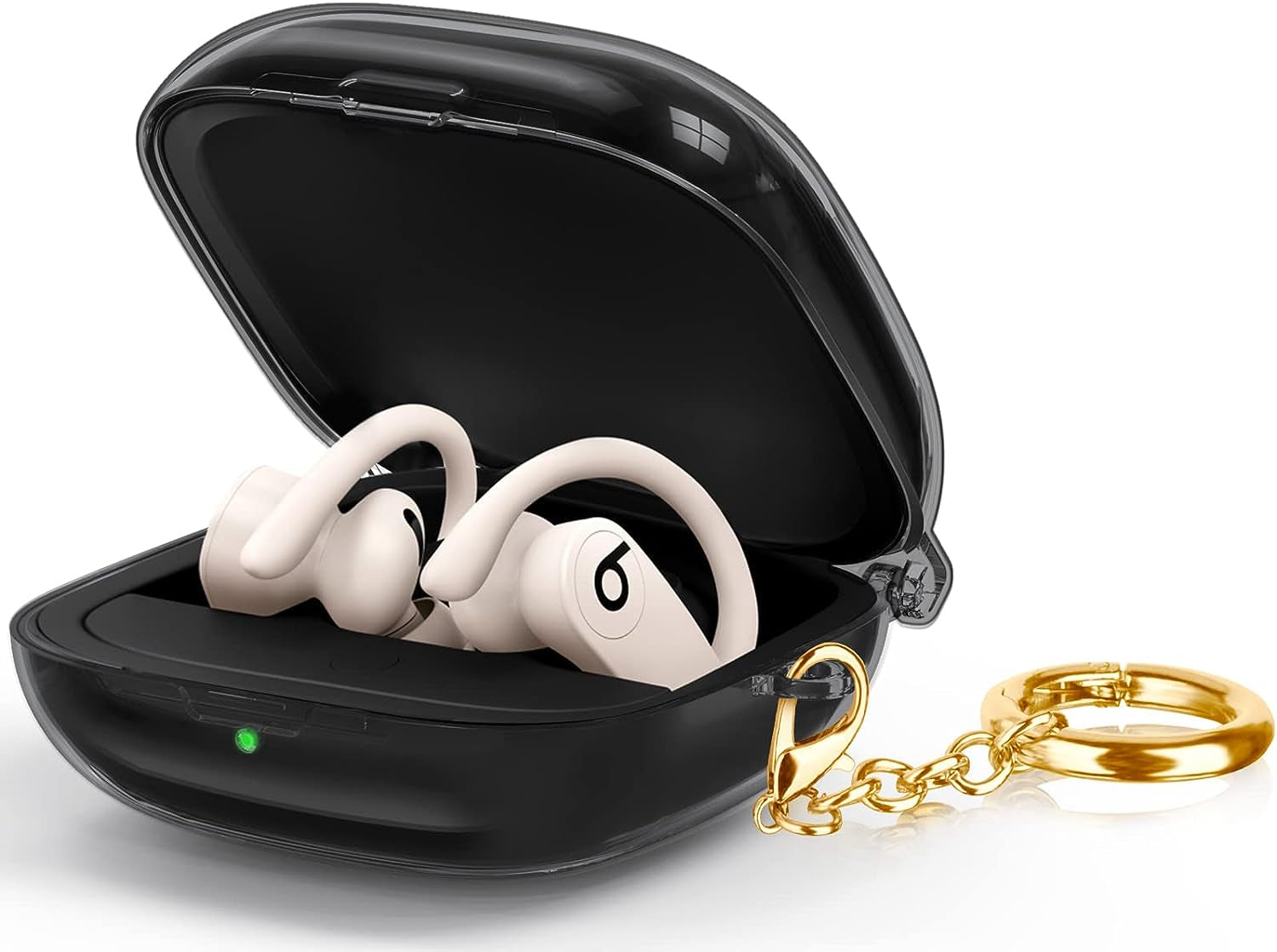 Powerbeats Pro Case, AIRSPO Clear Powerbeats Pro Case Cover for Powerbeats Pro Wireless Earbuds Case Full Body Protective Cover Skin with Keychain for Men Women (Clear)  AIRSPO Clear Gray  