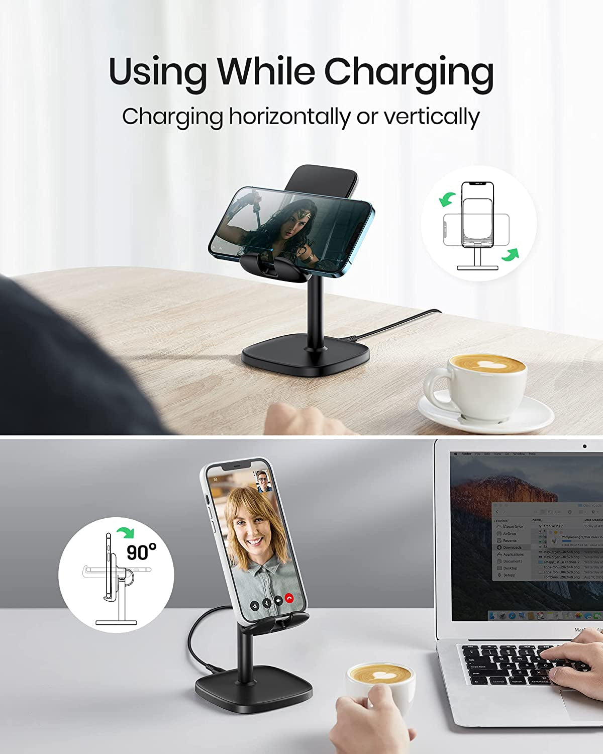 INIU Wireless Charger Stand, 15W Fast Wireless Charging Stand, Adjustable Angle Charger Dock Phone Holder, Wireless Charging Station Compatible with Iphone 14 13 12 11 Pro/Max Samsung S22 S21 Pixel  Shenzhen Topstar Industry Co.,Ltd.   