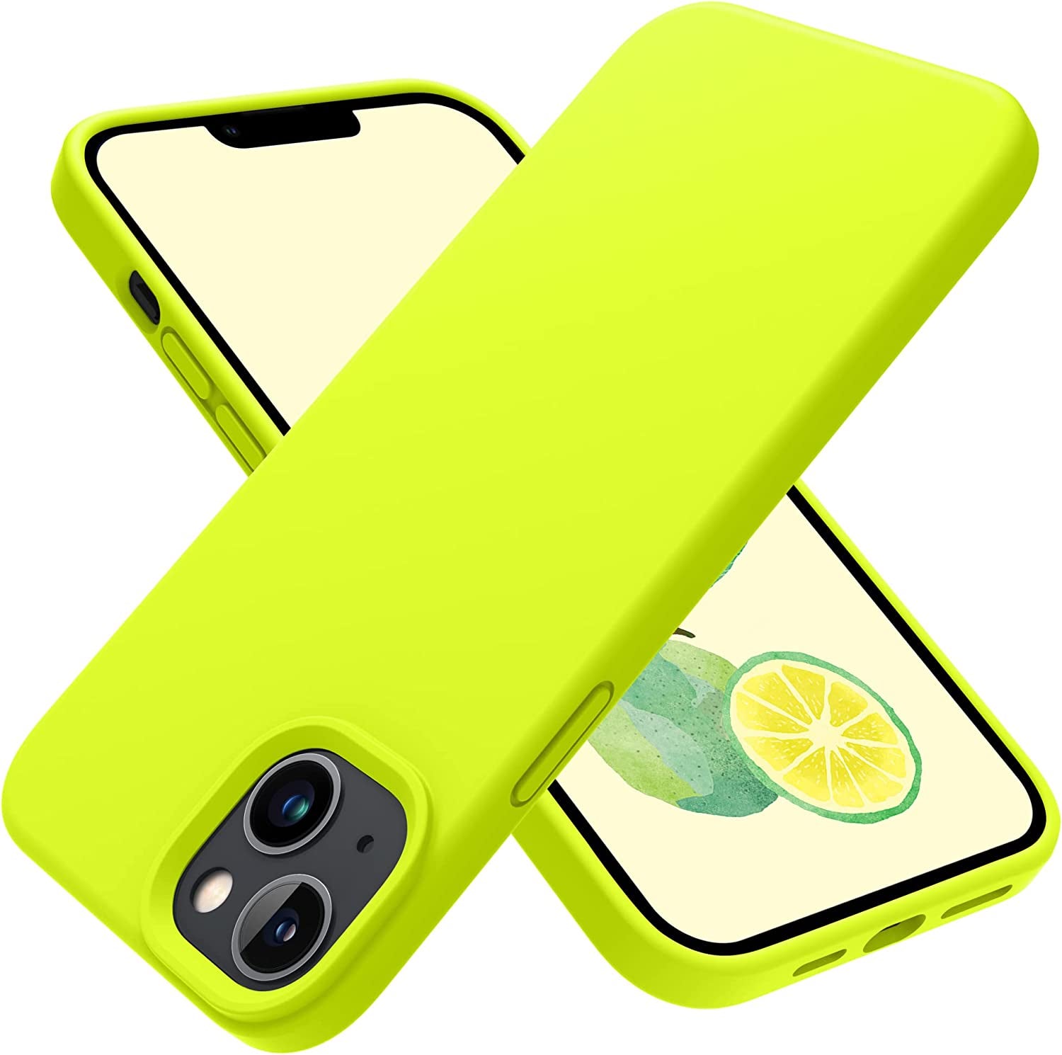OTOFLY Designed for Iphone 14 plus Case, Silicone Shockproof Slim Thin Phone Case for Iphone 14 plus 6.7 Inch （Black）  OTOFLY Direct Fluorescent Yellow  