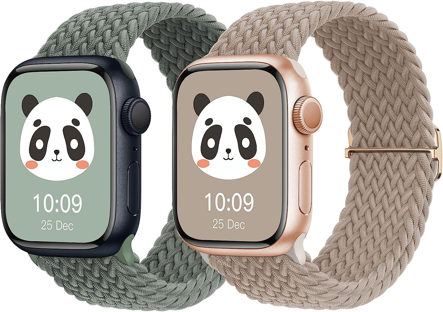 𝟐 𝐏𝐚𝐜𝐤 Stretchy Braided Compatible with Apple Watch Band 44Mm 45Mm 38Mm 40Mm 41Mm 42Mm 49Mm for Women Men, Adjustable and Comfortable Sport Wristbands for Iwatch Series 8 7 6 5 4 3 2 1 SE Ultra  KingofKings Dark Olive Green/Milk Tea 38mm/40mm/41mm 