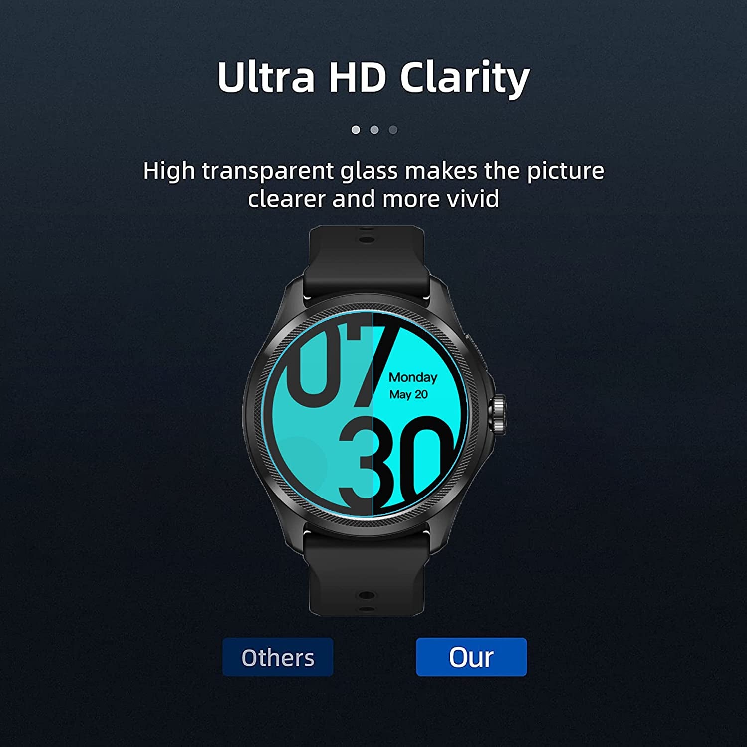 Lamshaw Compatible for Ticwatch Pro 5 Screen Protector, [3 Pack] 9H Tempered Glass Screen Protector Film Compatible for Ticwatch Pro 5 Android Smartwatch (3 PACK)  lamshaw   