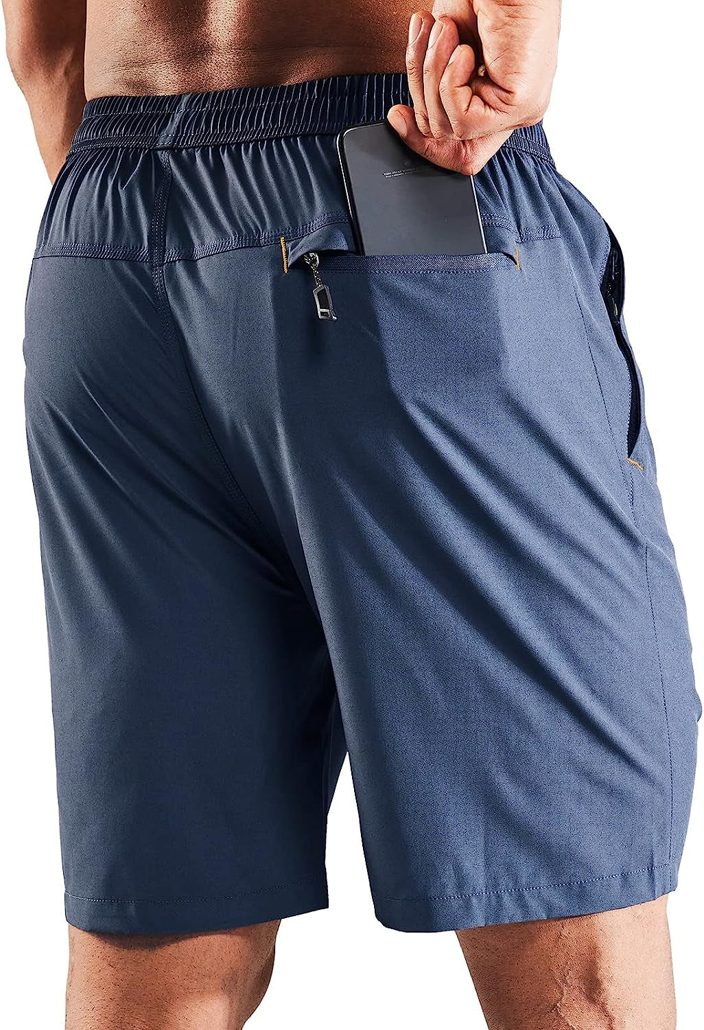 MIER Men'S Athletic Shorts Dry Fit Workout 7" Lightweight Sports Gym Running Shorts Basketball Training with Zipper Pockets, Deep Blue, Medium  MIER   