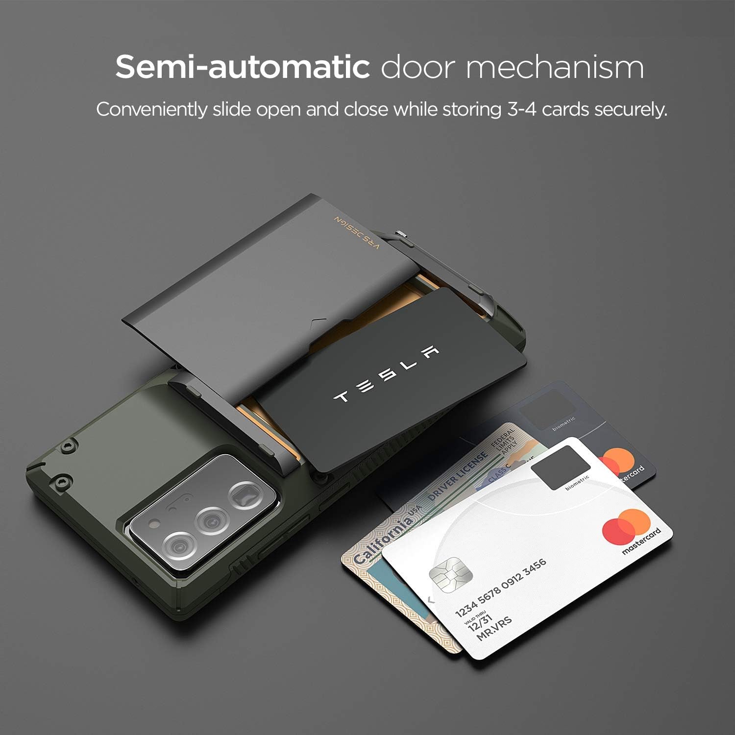 VRS DESIGN Damda Glide Pro Phone Case for Galaxy Note 20 Ultra, with [4 Cards] [Semi Auto] Premium Sturdy Credit Card Slot Wallet for Samsung Galaxy Note 20 Ultra 5G, 6.9 Inch(2020) Green  VRS Design   