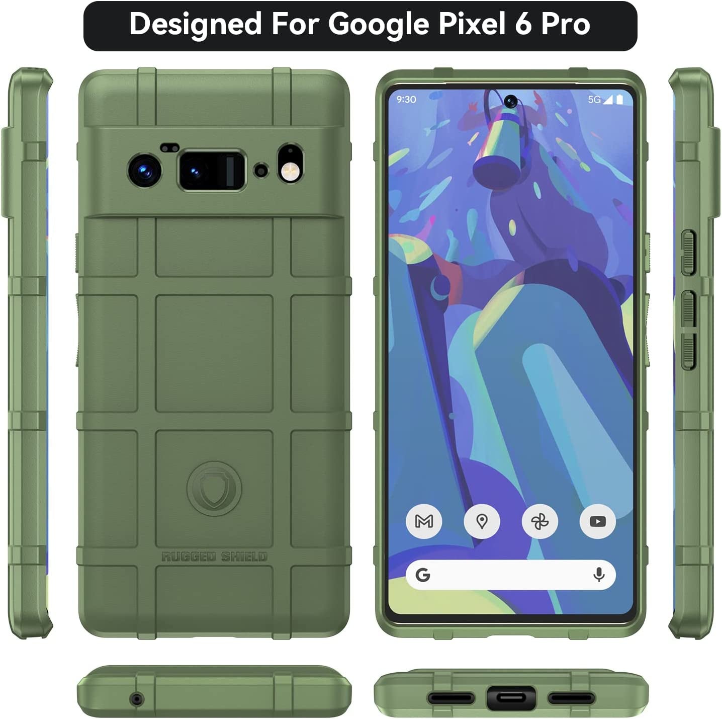 Rugged Shield for Pixel 6 Pro Case, Sturdy Shockproof Google Pixel 6 Pro Case, Military Grade Protection, Anti-Scratch, Heavy Duty Protective Phone Case, Slim Fit Bumper Cover - Green  MOFAN   