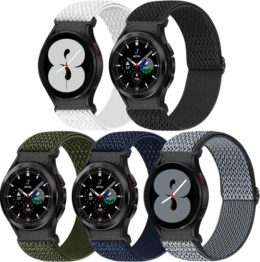 5 Pack No Gap Bands Compatible with Samsung Galaxy Watch 5 40Mm 44Mm/ Watch 5 Pro 45Mm/ Galaxy Watch 4 40Mm 44Mm/ Galaxy Watch 4 Classic 42Mm 46Mm, 20Mm Elastic Nylon Sport Band for Women Men  BeautyFurlife   