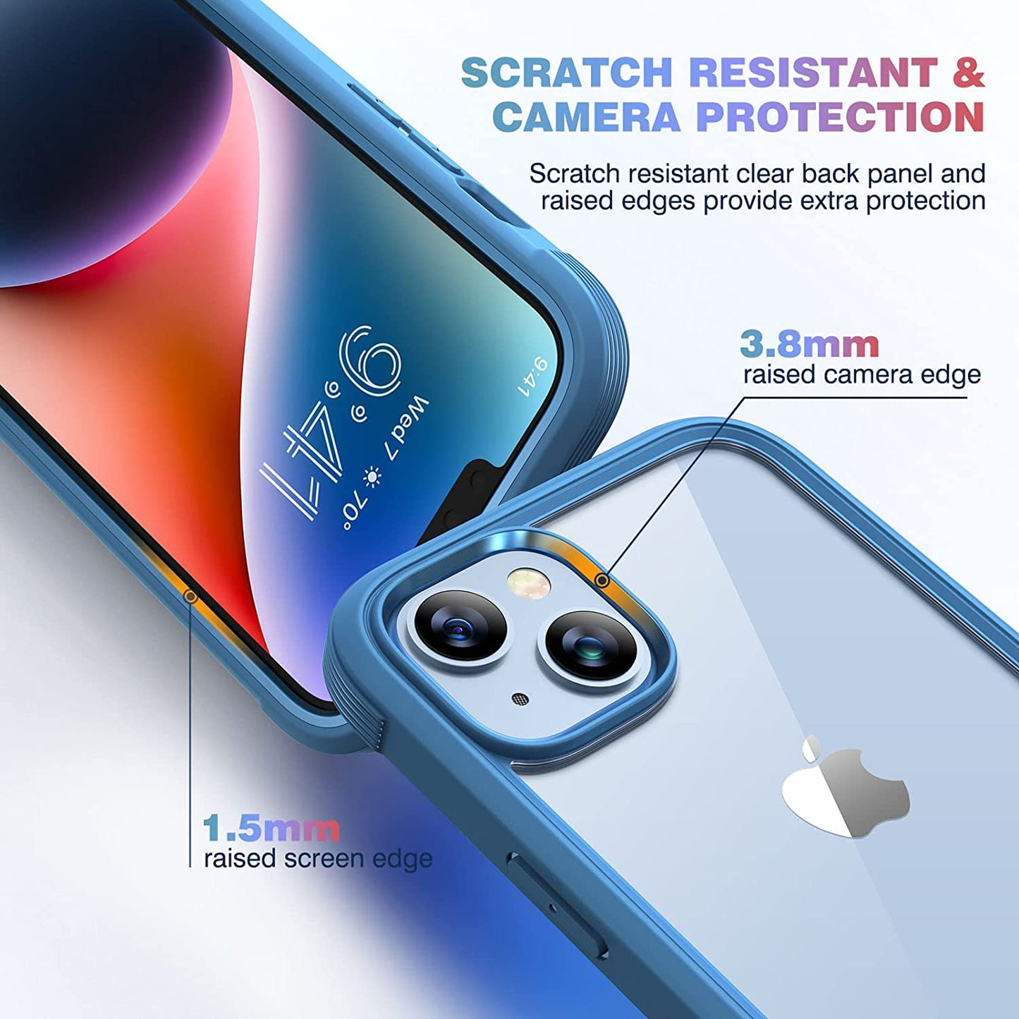 Diaclara Designed for Iphone 14 plus Case, Full Body Rugged Case with Built-In Touch Sensitive Anti-Scratch Screen Protector, with Camera Lens Protector for Iphone 14 plus 6.7" (Blue and Clear)  Diaclara   