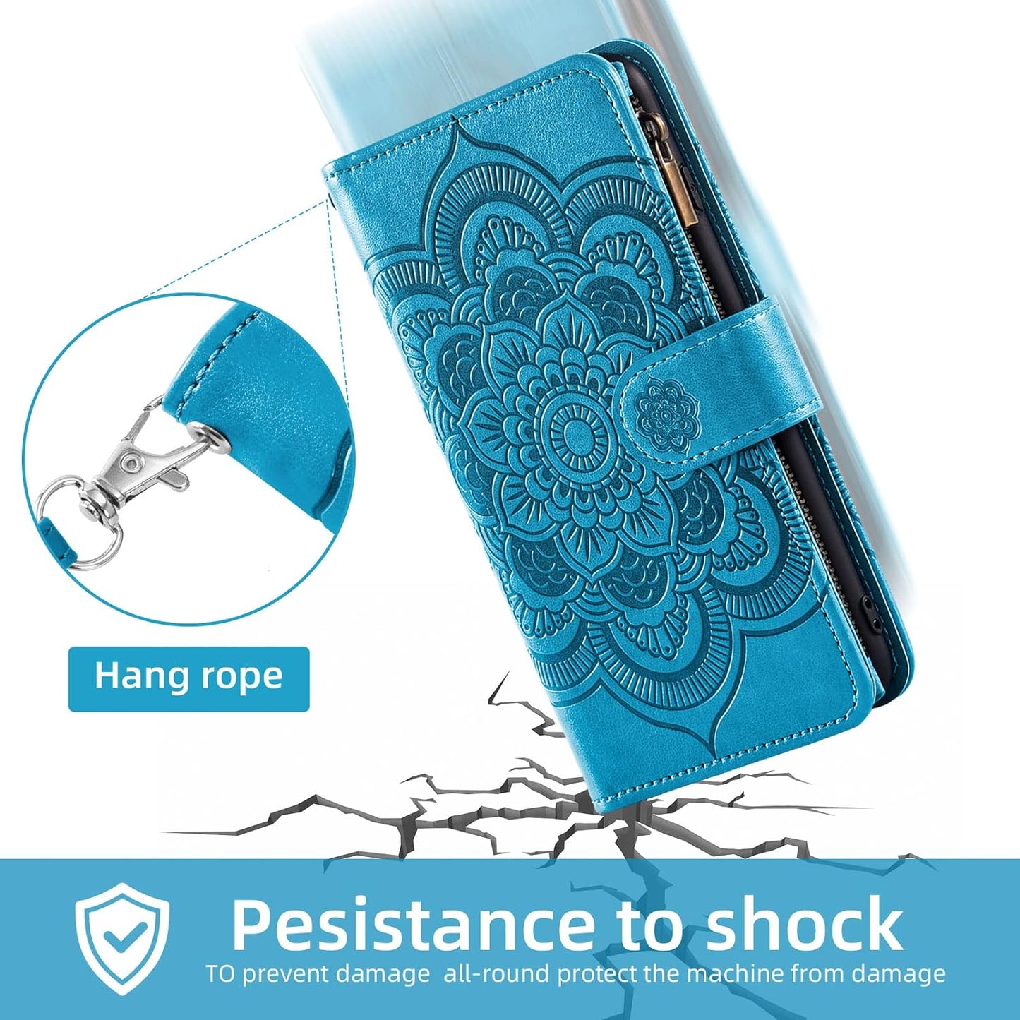 Asuwish Phone Case for Google Pixel 4A 5G 6.2 Wallet Cover with Tempered Glass Screen Protector and Flower Flip Credit Card Holder Stand Cell Pixel4A5G UW Pixel4A 5G Pixle A4 G5 4A5G Women Men Blue  Asuwish   