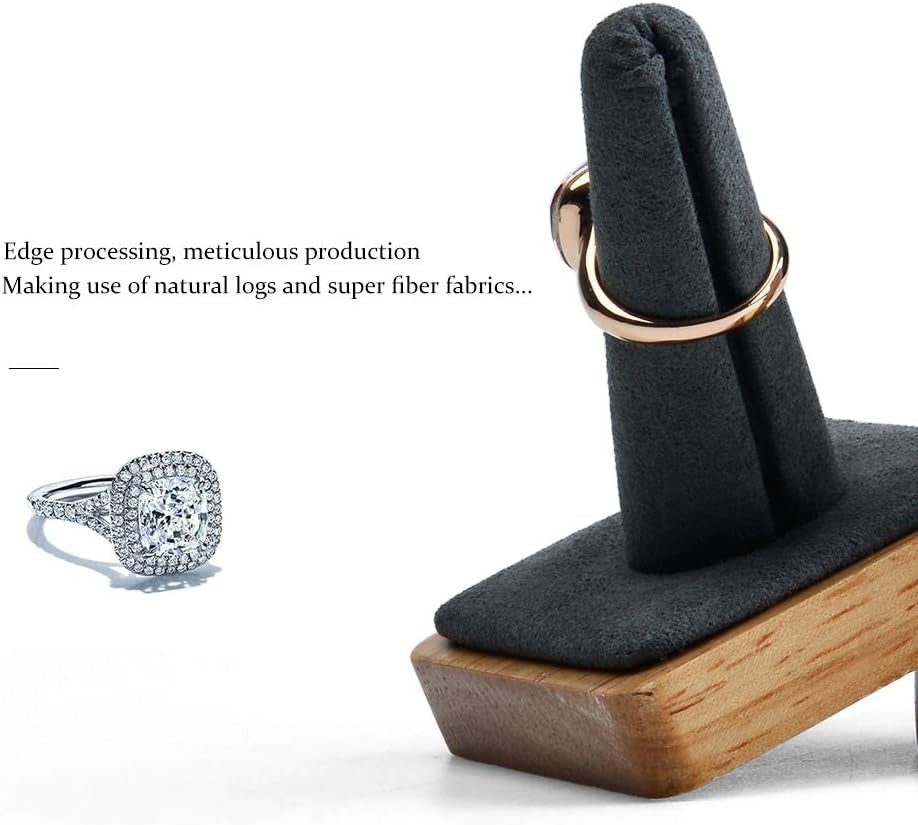 Oirlv Single Finger Wooden Ring Display Stand Jewelry Showcase Display Holder (Grey)  Oirlv   
