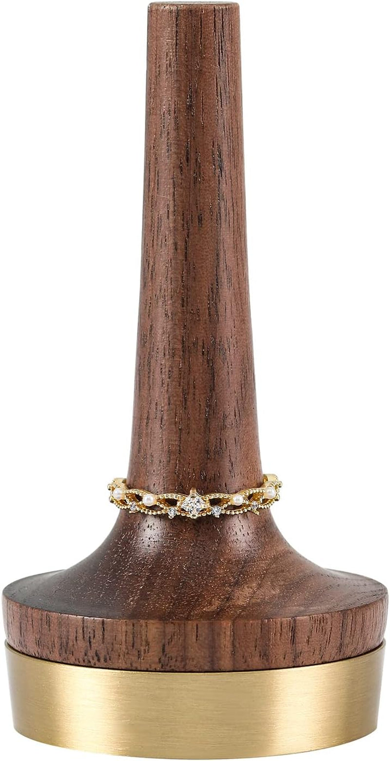Muso Wood Walnut Wooden Ring Holder for Jewelry, Cone Engagement Wedding Finger Ring Display Stand for Men Women  muso wood   