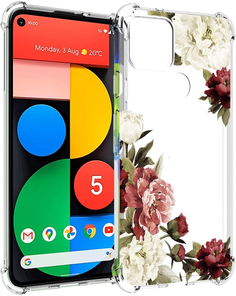 Zoeirc Case for Google Pixel 5 Case, GD1YQ GTT9Q Clear Case for Girls Women, Soft TPU Shockproof Protective Transparent Case Cover for Google Pixel 5 (Blossom Flower)  Zoeirc   