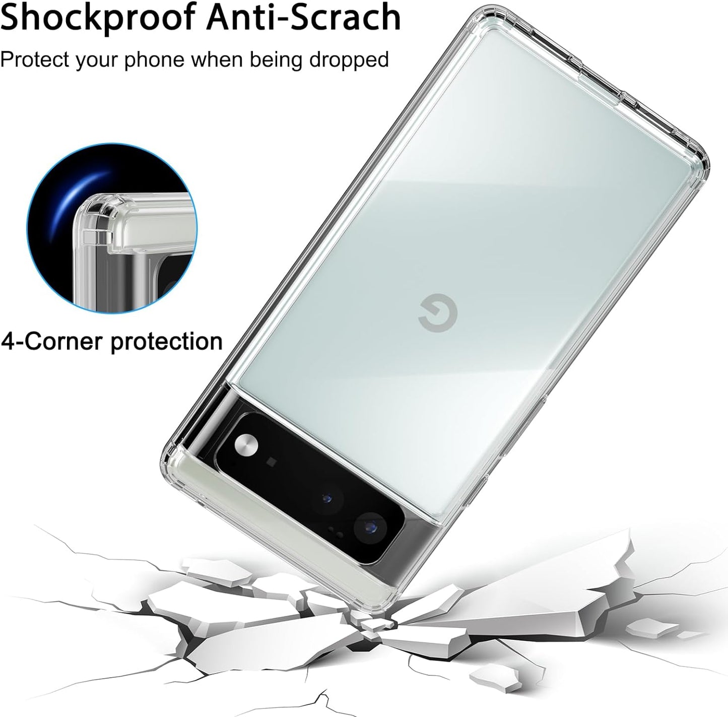 Meliya for Google Pixel 6 Case, Soft TPU Bumper with PC Hard Back Shockproof Anti-Scratched Phone Case Cover for Google Pixel 6 (Clear)  Meliya   