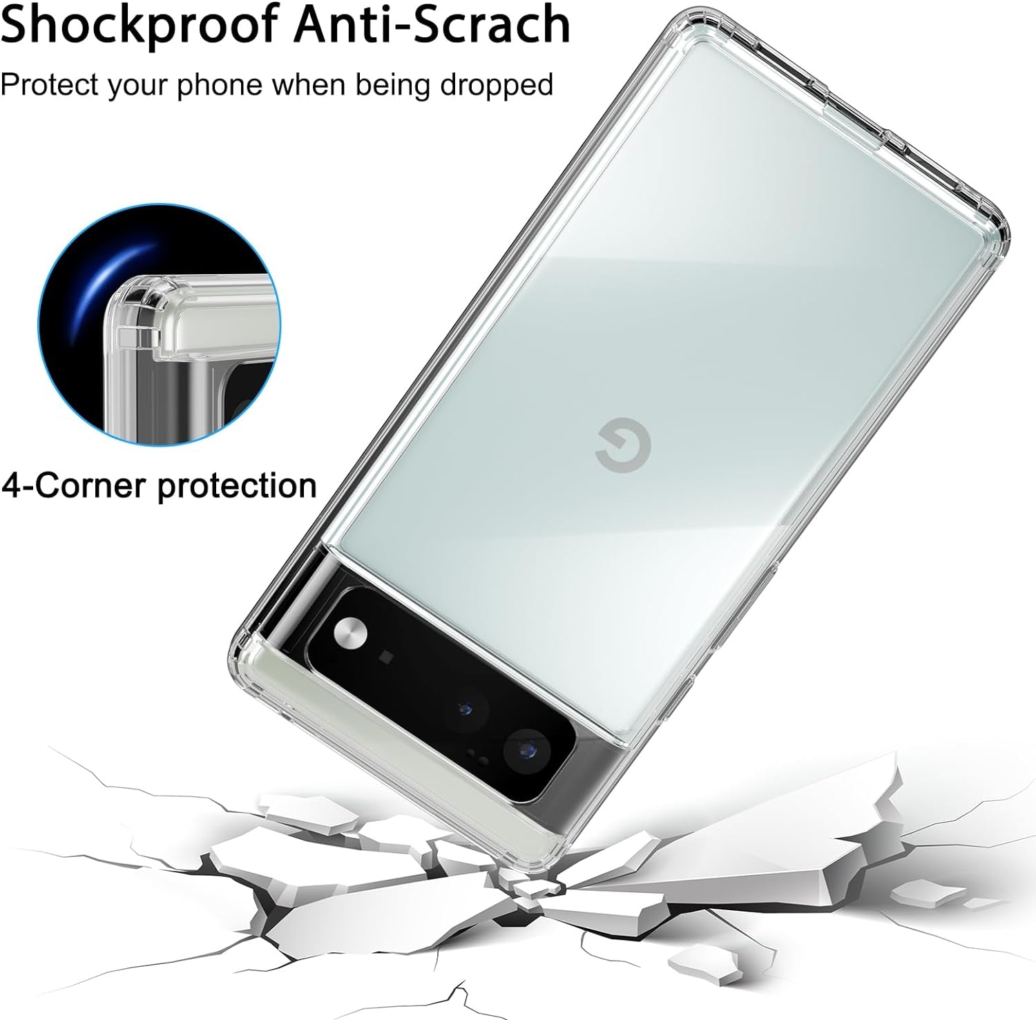 Meliya for Google Pixel 6 Case, Soft TPU Bumper with PC Hard Back Shockproof Anti-Scratched Phone Case Cover for Google Pixel 6 (Clear)  Meliya   